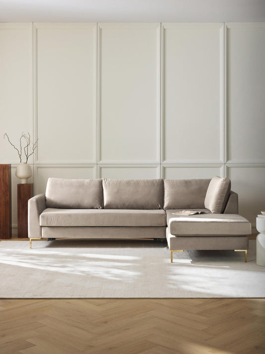 Samt-Schlafsofa Luna mit Matratze, 3-Sitzer