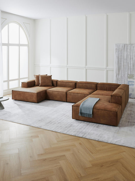 Modulares XL Sofa Lennon aus Leder