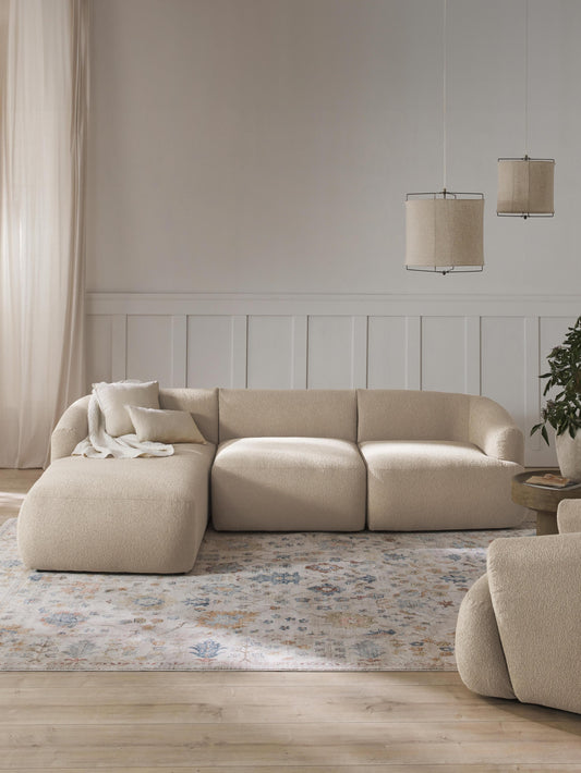 Modulares Bouclé-Ecksofa Sofia (3-Sitzer)
