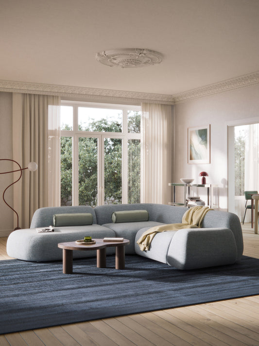 Modulares Bouclé-Ecksofa Wolke (4-Sitzer) mit Chaiselongue