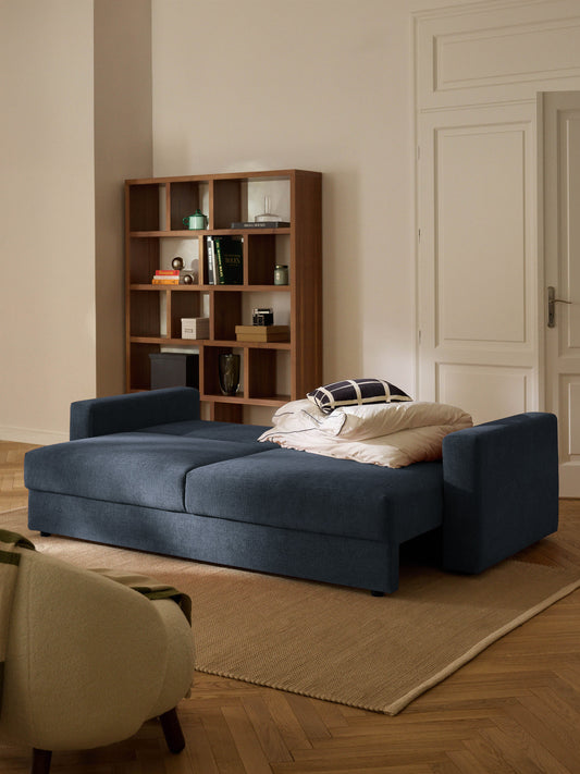 Samt-Schlafsofa Tasha (3-Sitzer) mit Stauraum