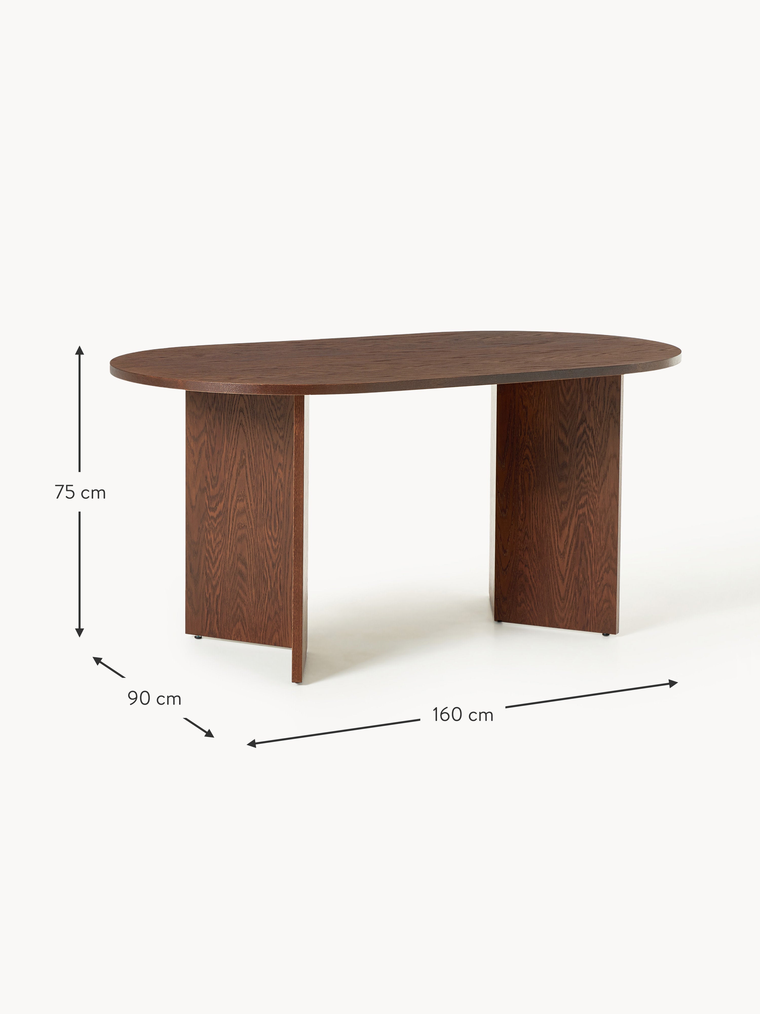 Ovaler Holz-Esstisch Toni, in verschiedenen Größen