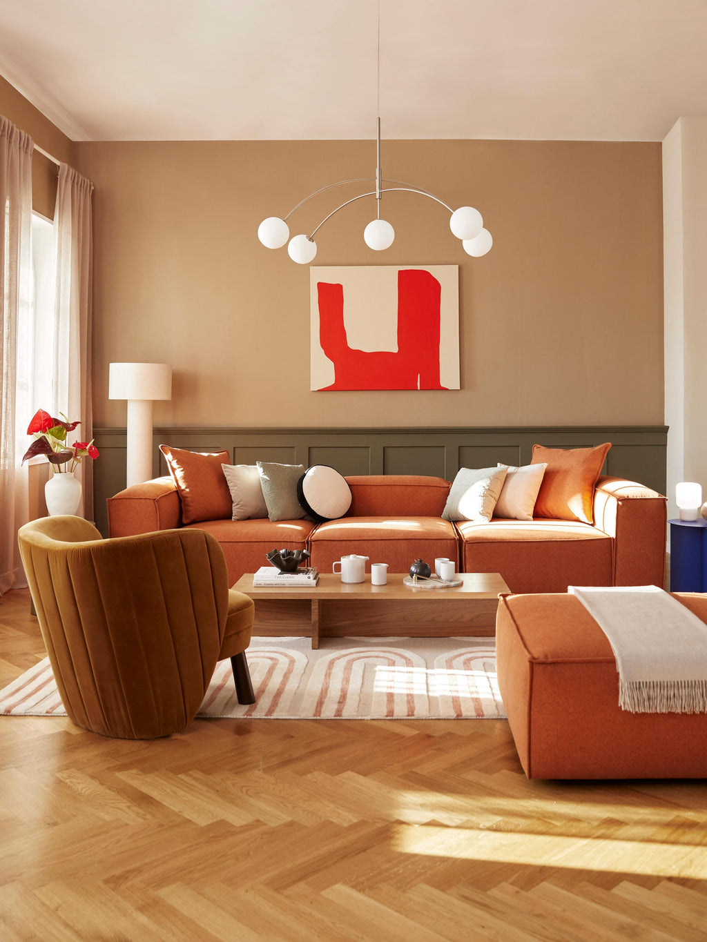 Modulares Sofa Lennon (4-Sitzer) mit Hocker (links/rechts)