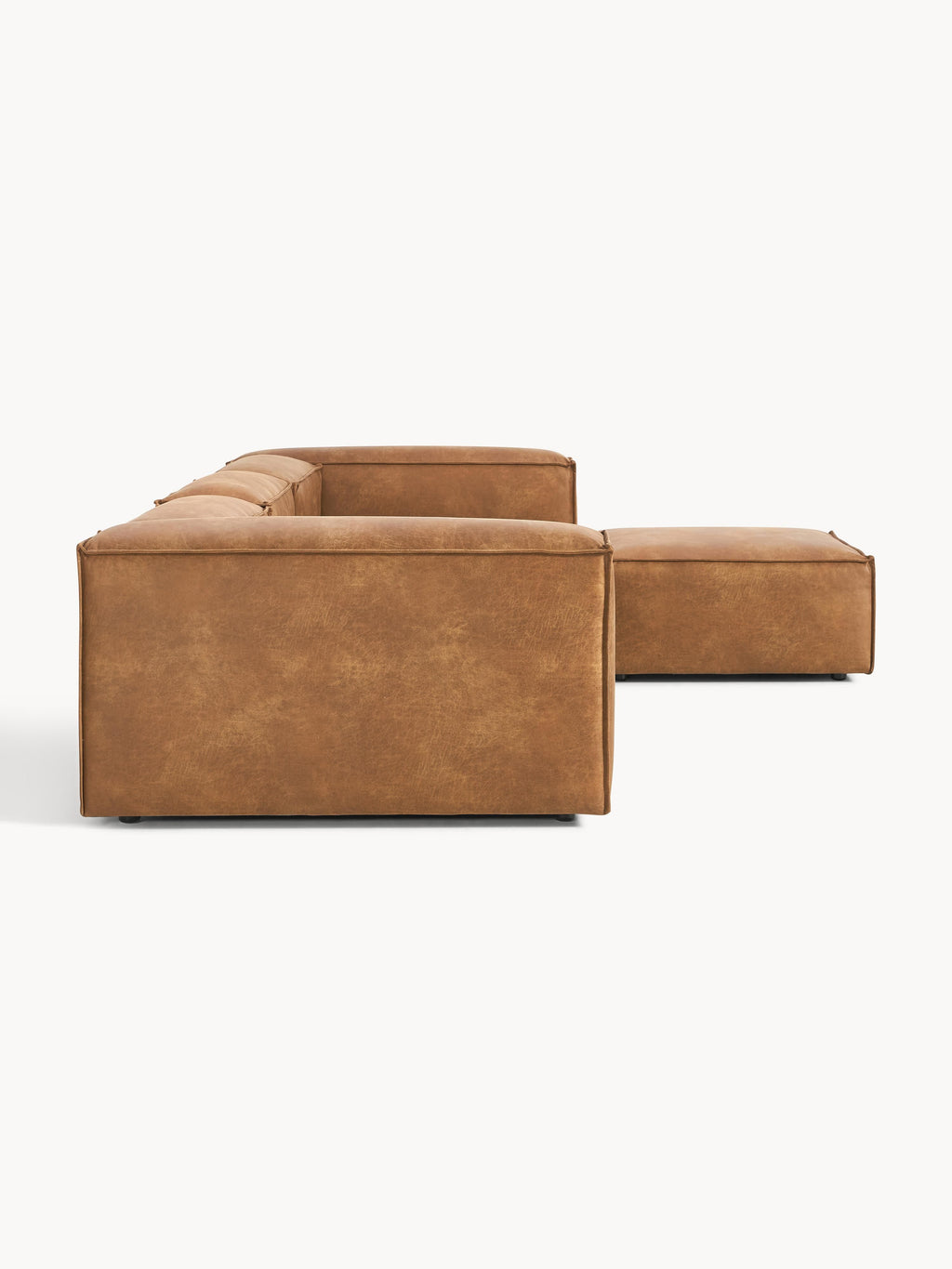 Modulares Sofa Lennon (4-Sitzer) aus Leder mit Hocker (links/rechts)