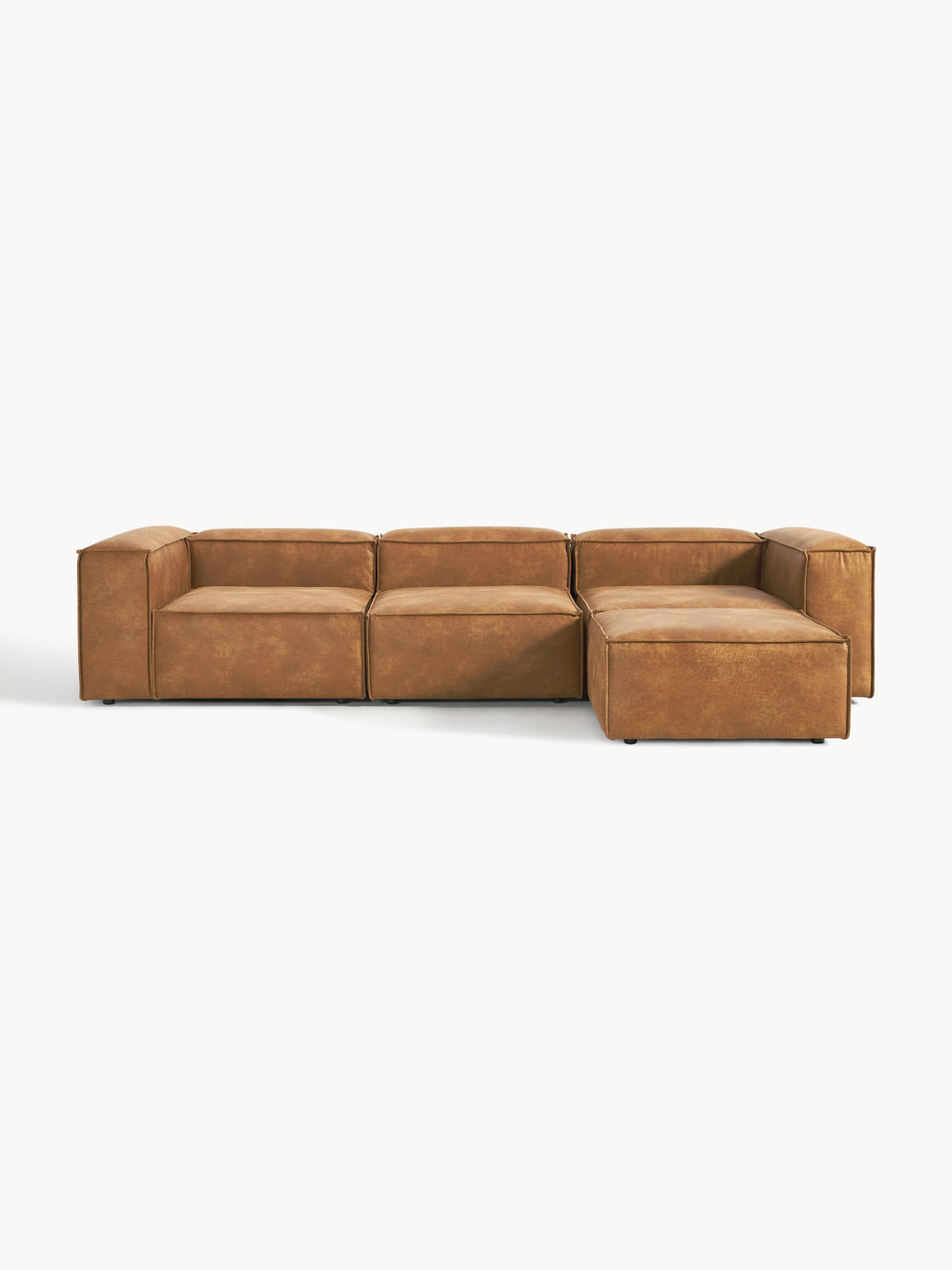 Galeriebild 1 - Modulares Sofa Lennon (4-Sitzer) aus Leder mit Hocker (links/rechts)