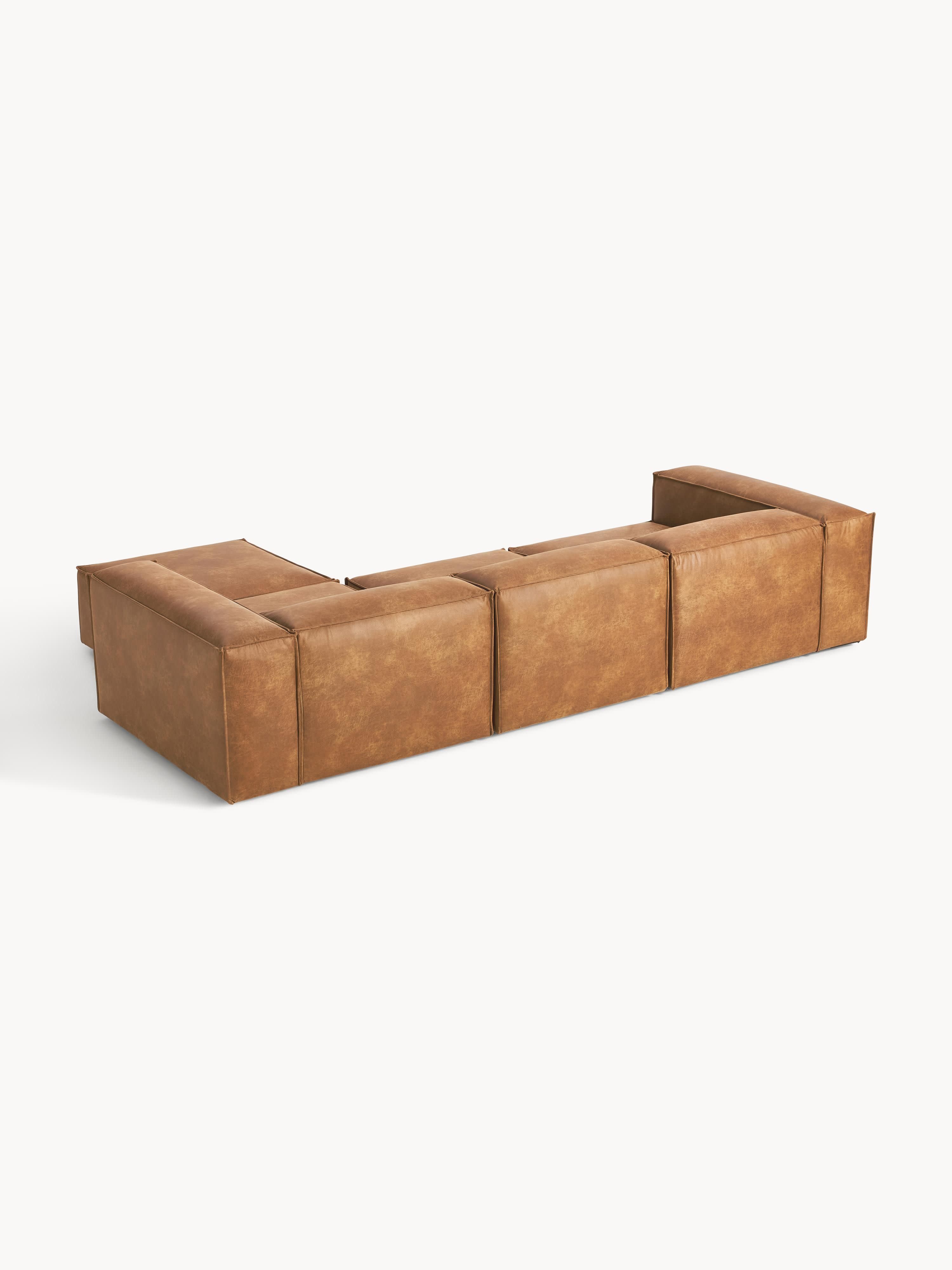 Modulares Sofa Lennon (4-Sitzer) aus Leder mit Hocker (links/rechts)