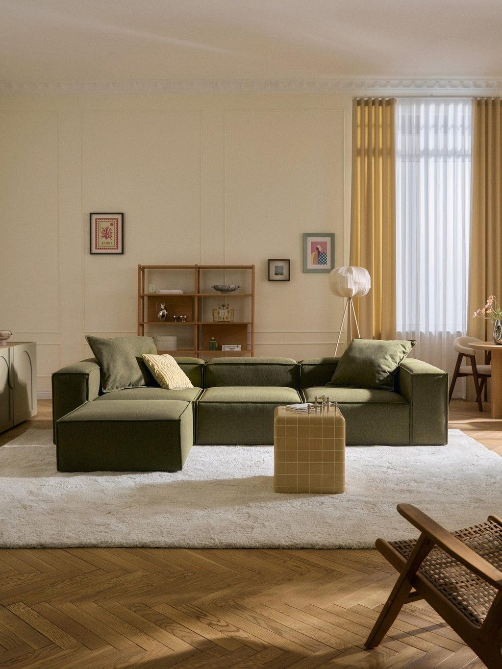 Modulares Sofa Lennon (4-Sitzer) mit Hocker (links/rechts)