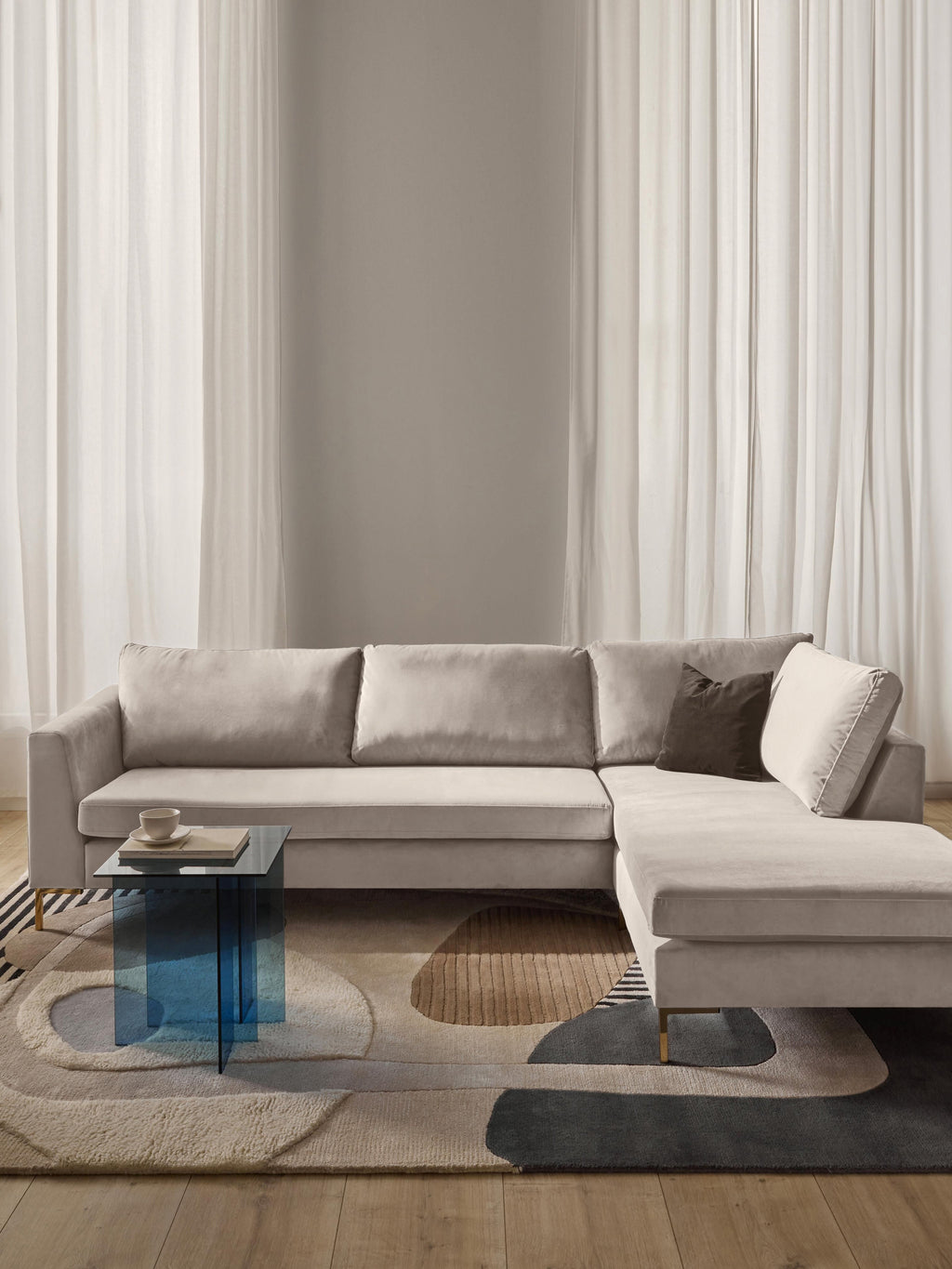 Samt-Ecksofa Luna