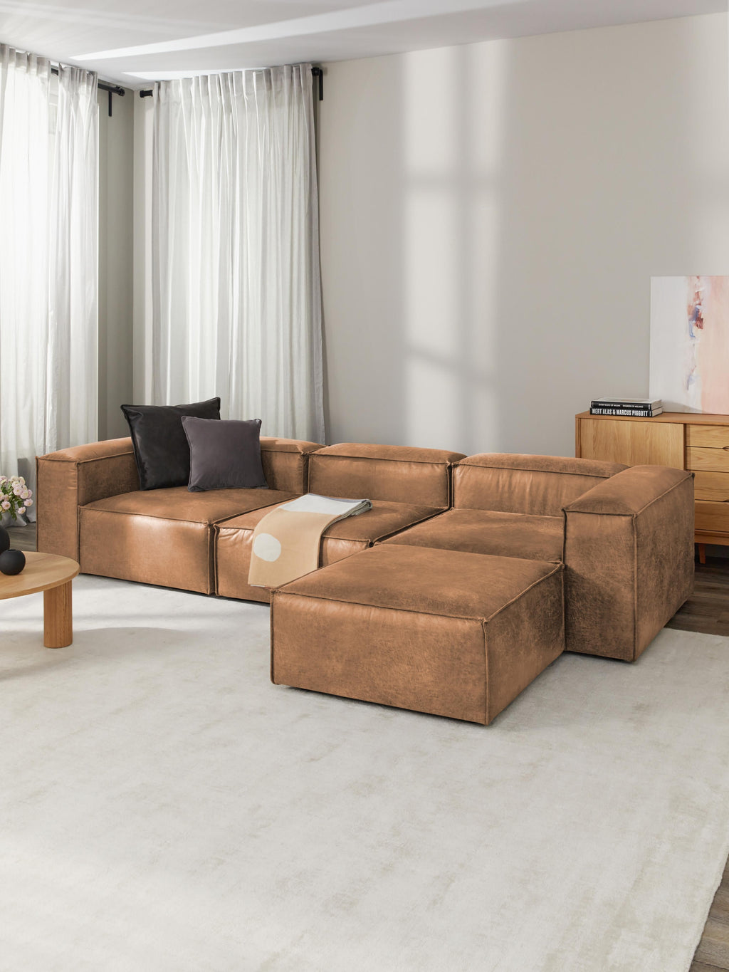 Sofa-Hocker Lennon aus Leder