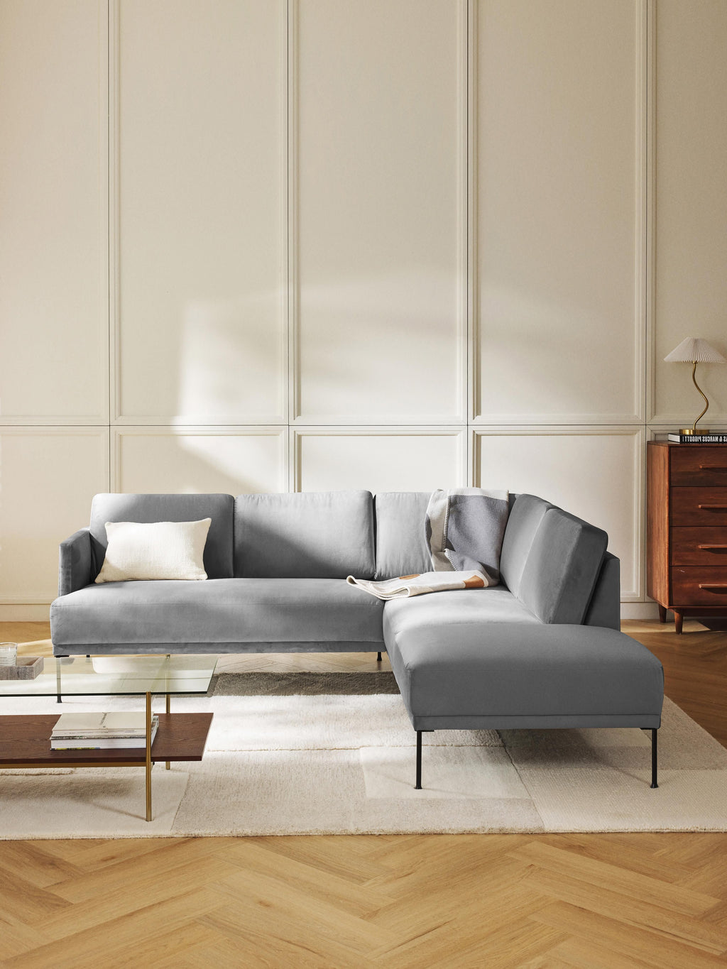 Samt-Ecksofa Fluente