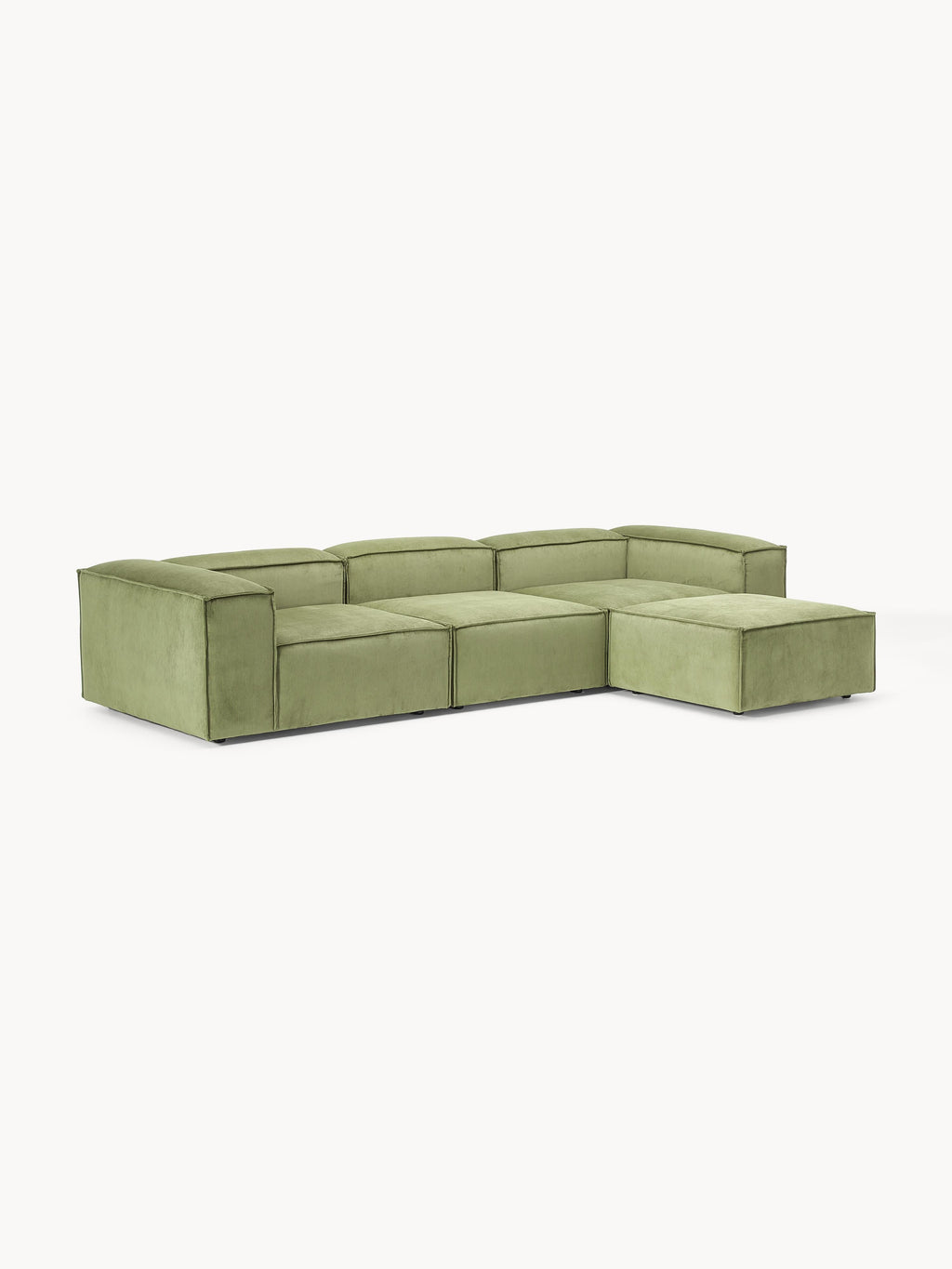 Modulares Sofa Lennon (4-Sitzer) aus Cord mit Hocker (links/rechts)