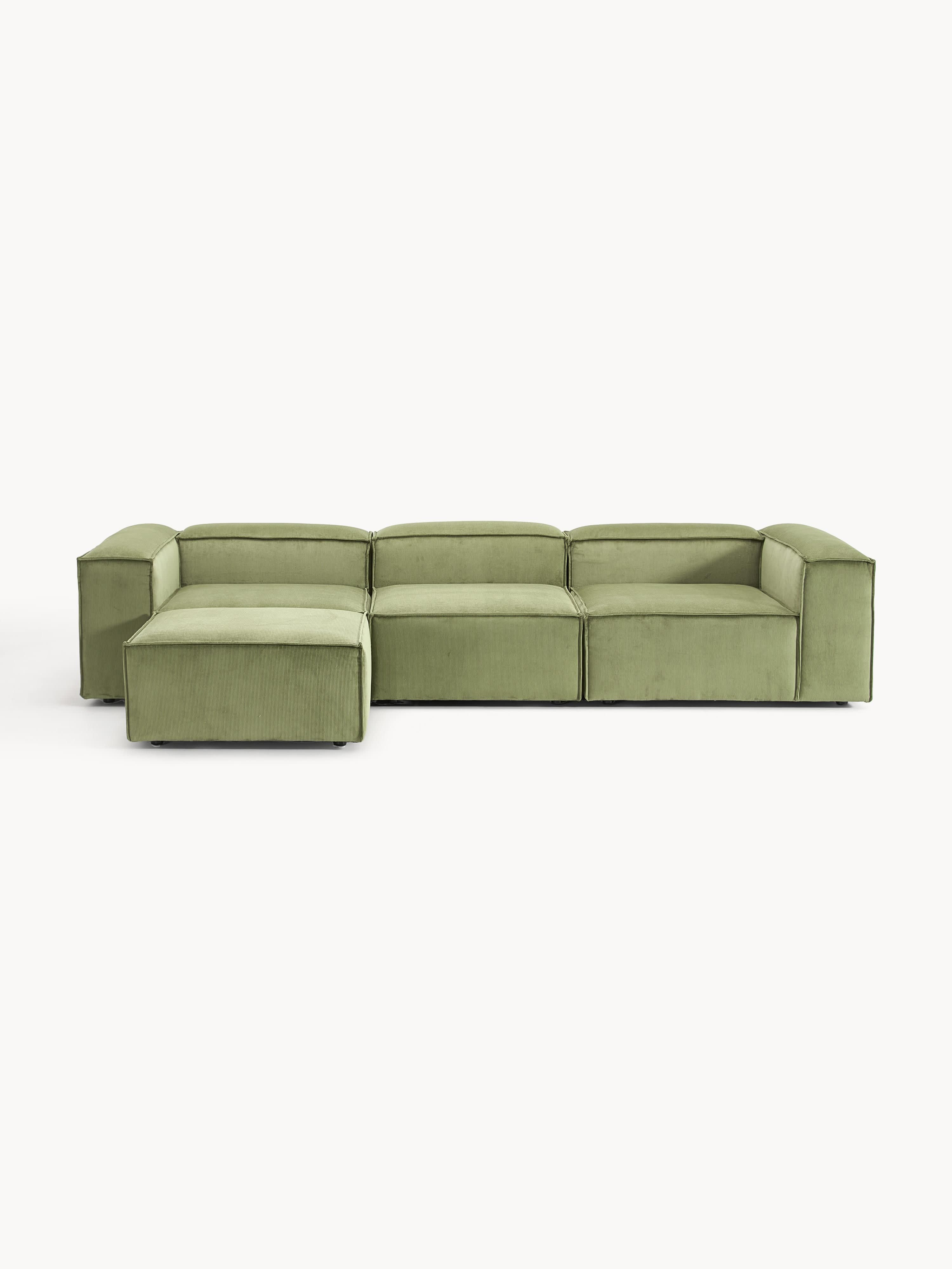 Modulares Sofa Lennon (4-Sitzer) aus Cord mit Hocker (links/rechts)