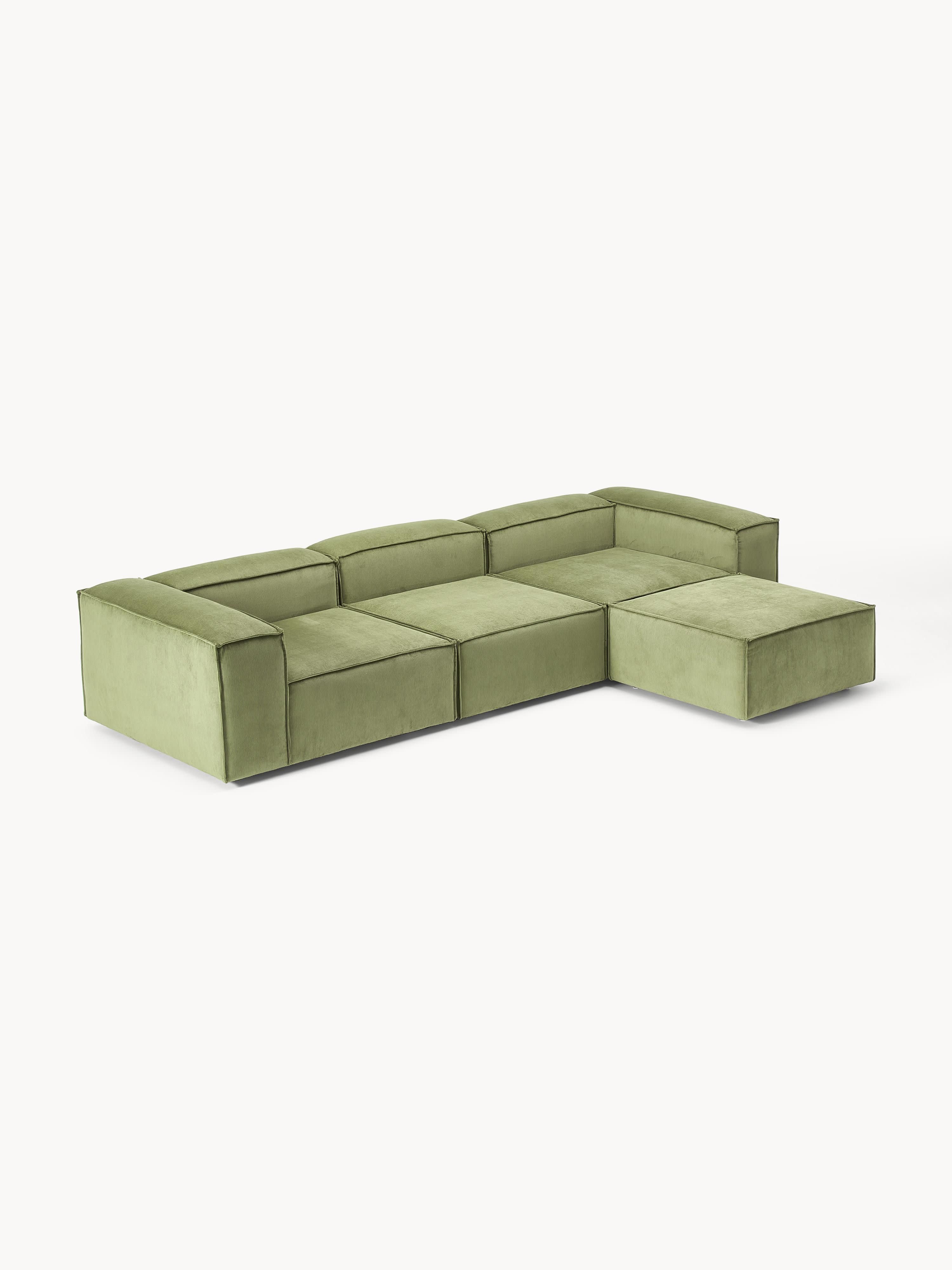 Modulares Sofa Lennon (4-Sitzer) aus Cord mit Hocker (links/rechts)