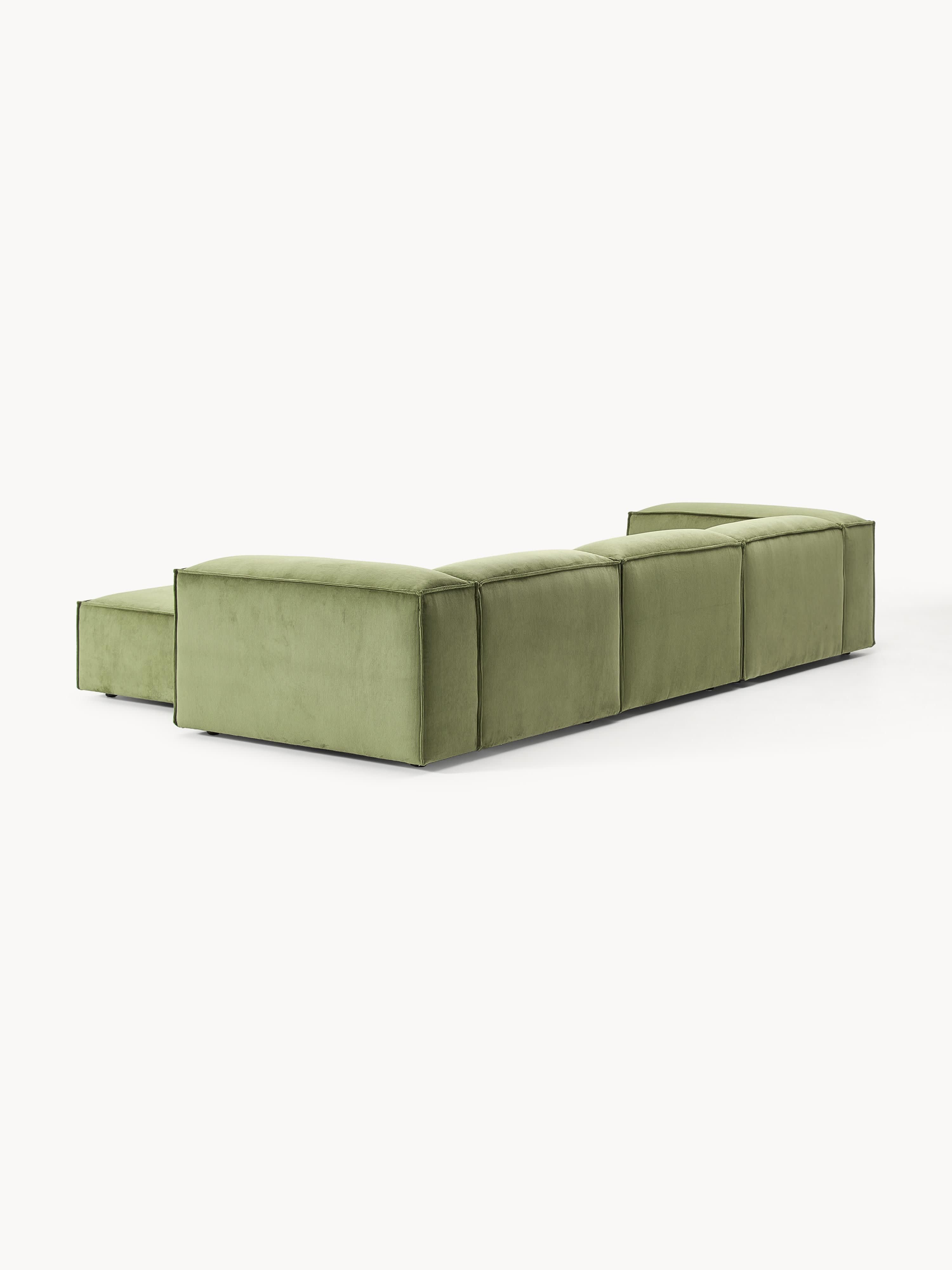 Modulares Sofa Lennon (4-Sitzer) aus Cord mit Hocker (links/rechts)