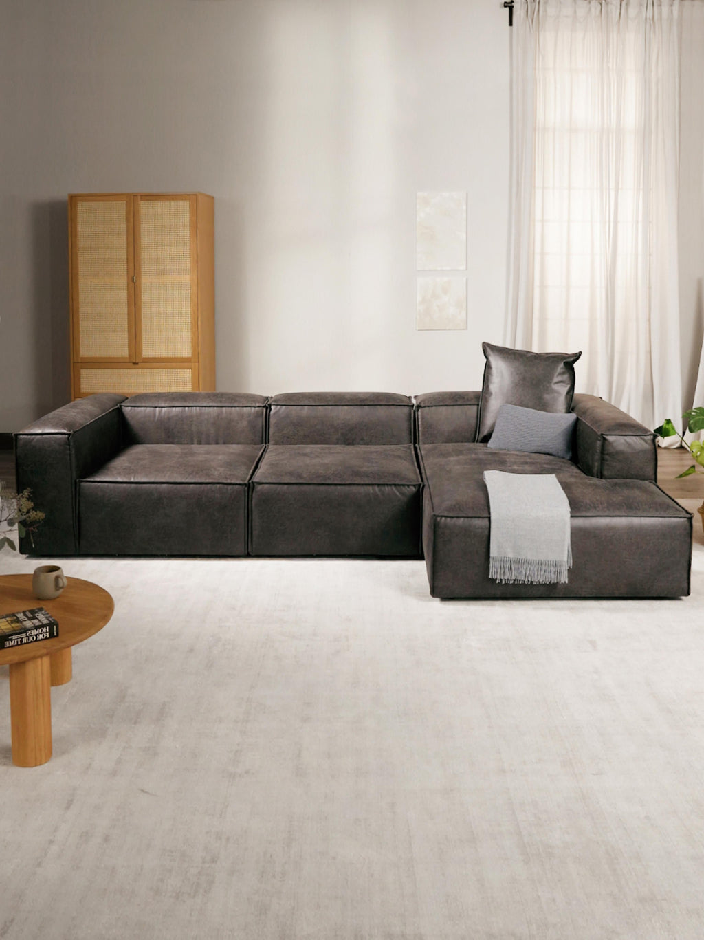 Modulares Ecksofa Lennon (4-Sitzer) aus Leder