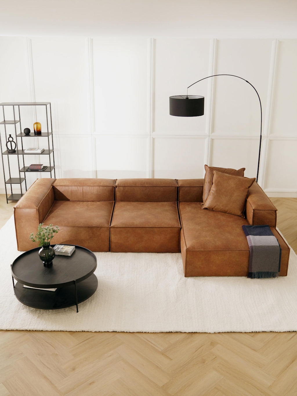 Modulares Ecksofa Lennon (4-Sitzer) aus Leder