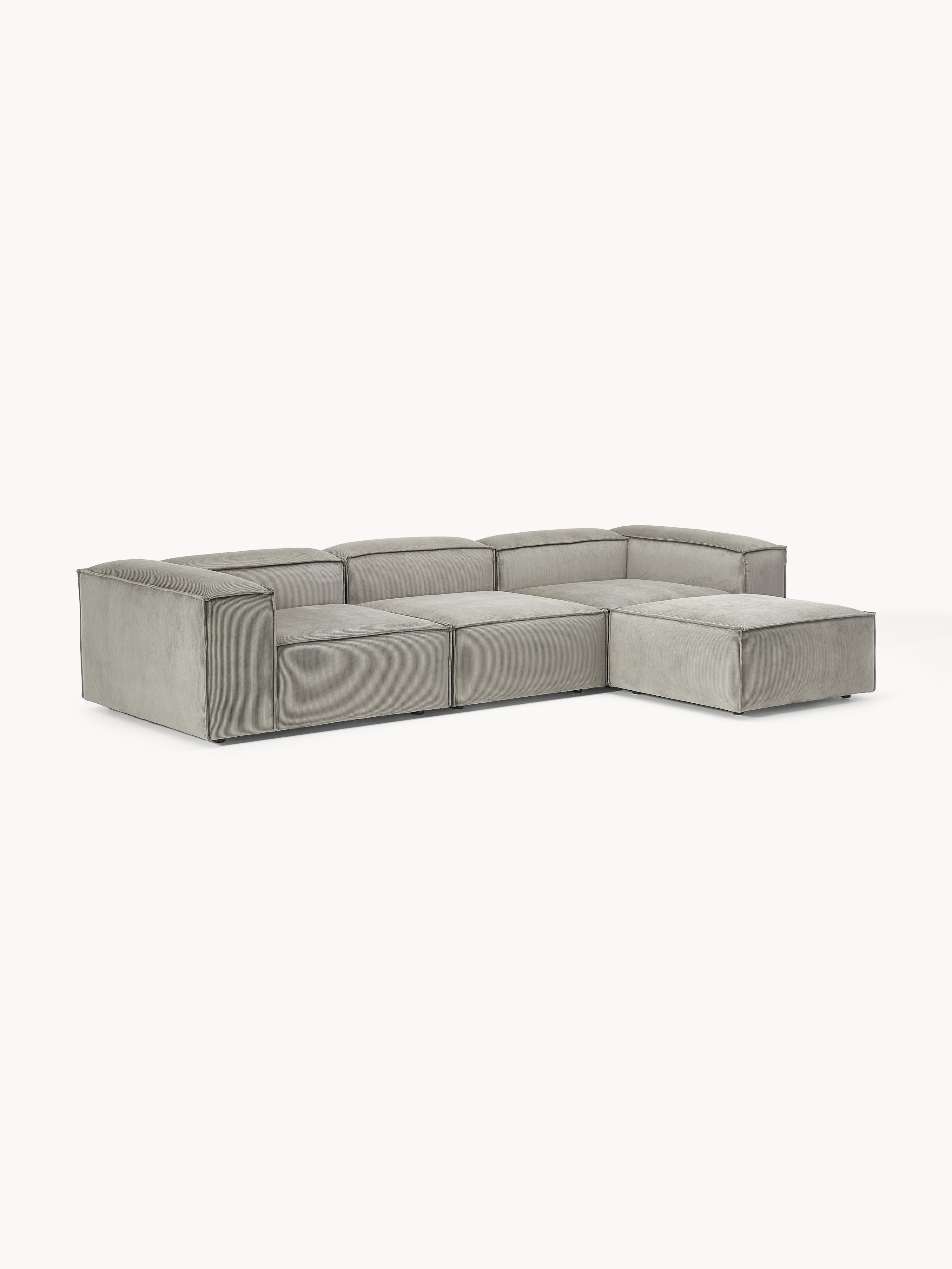 Modulares Sofa Lennon (4-Sitzer) aus Cord mit Hocker (links/rechts)
