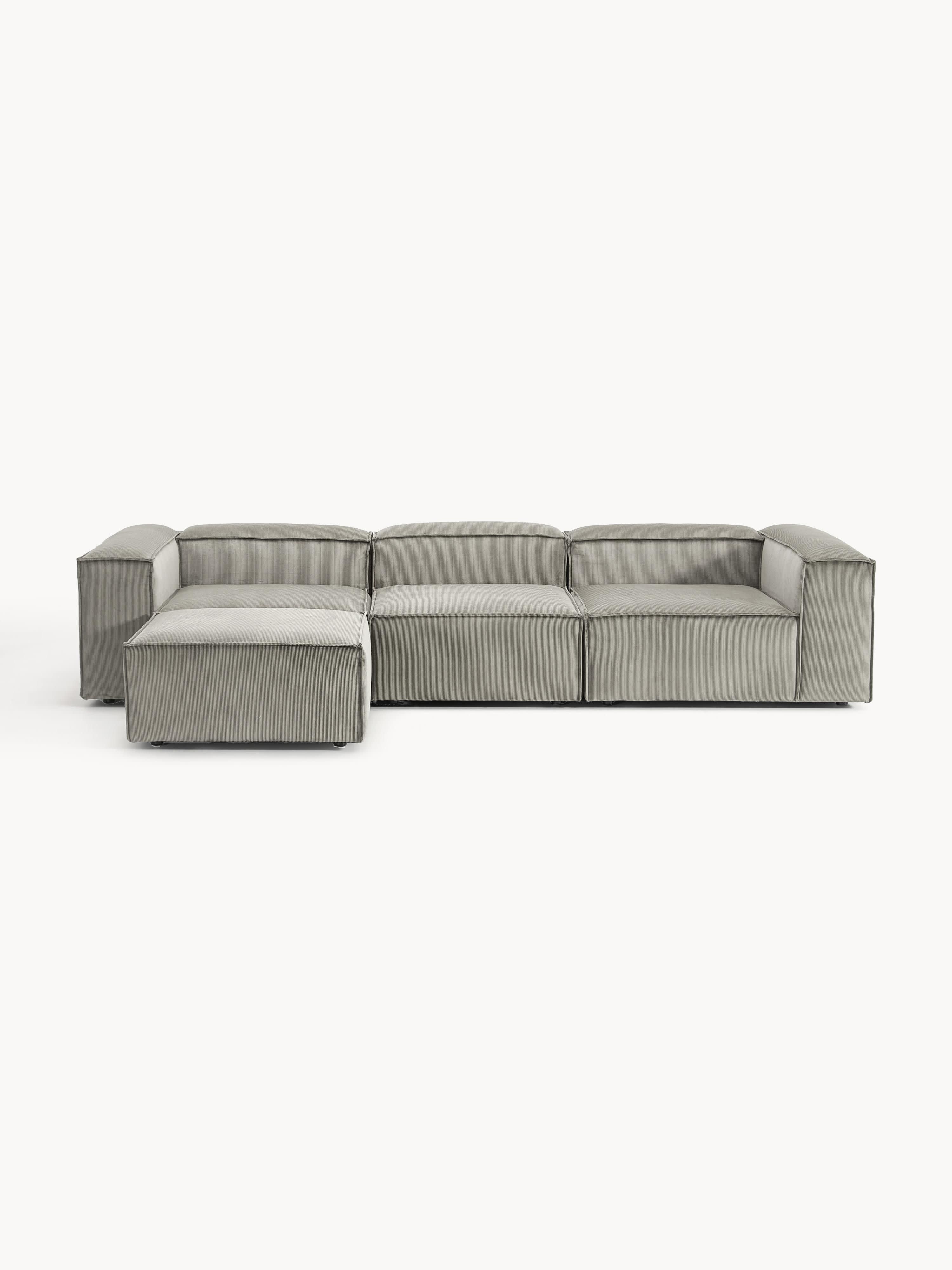 Modulares Sofa Lennon (4-Sitzer) aus Cord mit Hocker (links/rechts)