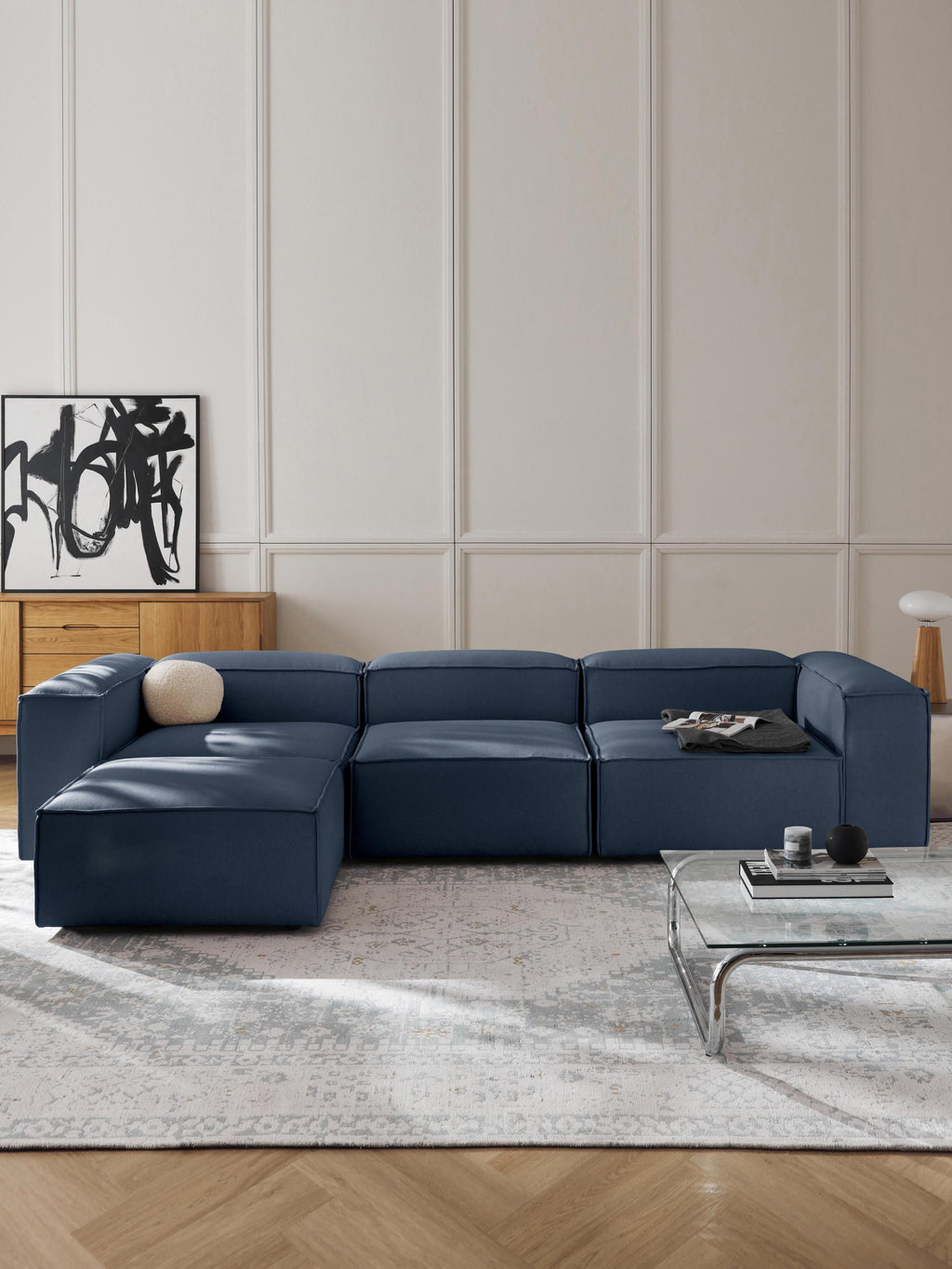Modulares Sofa Lennon (4-Sitzer) mit Hocker (links/rechts)
