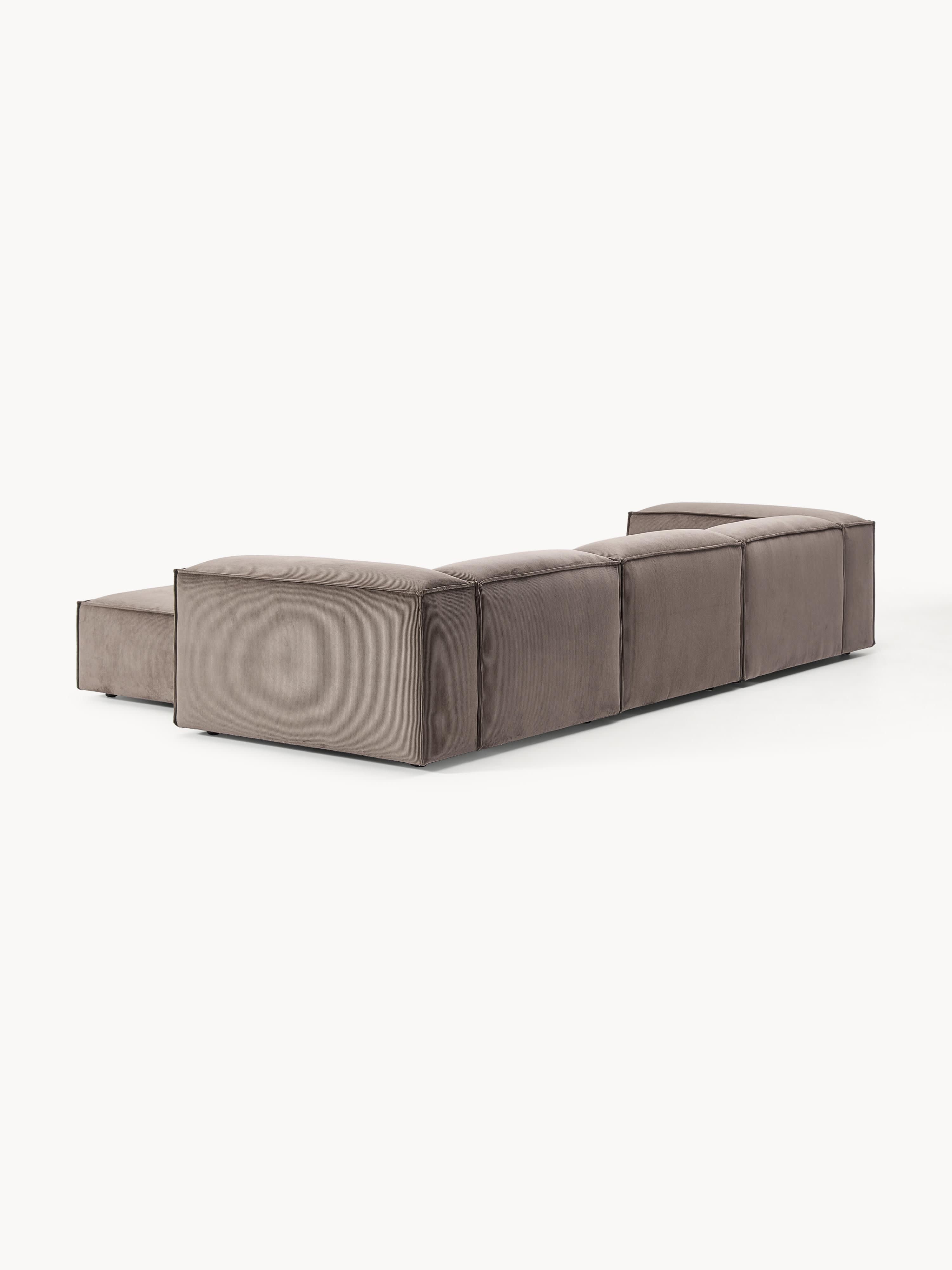 Modulares Sofa Lennon (4-Sitzer) aus Cord mit Hocker (links/rechts)