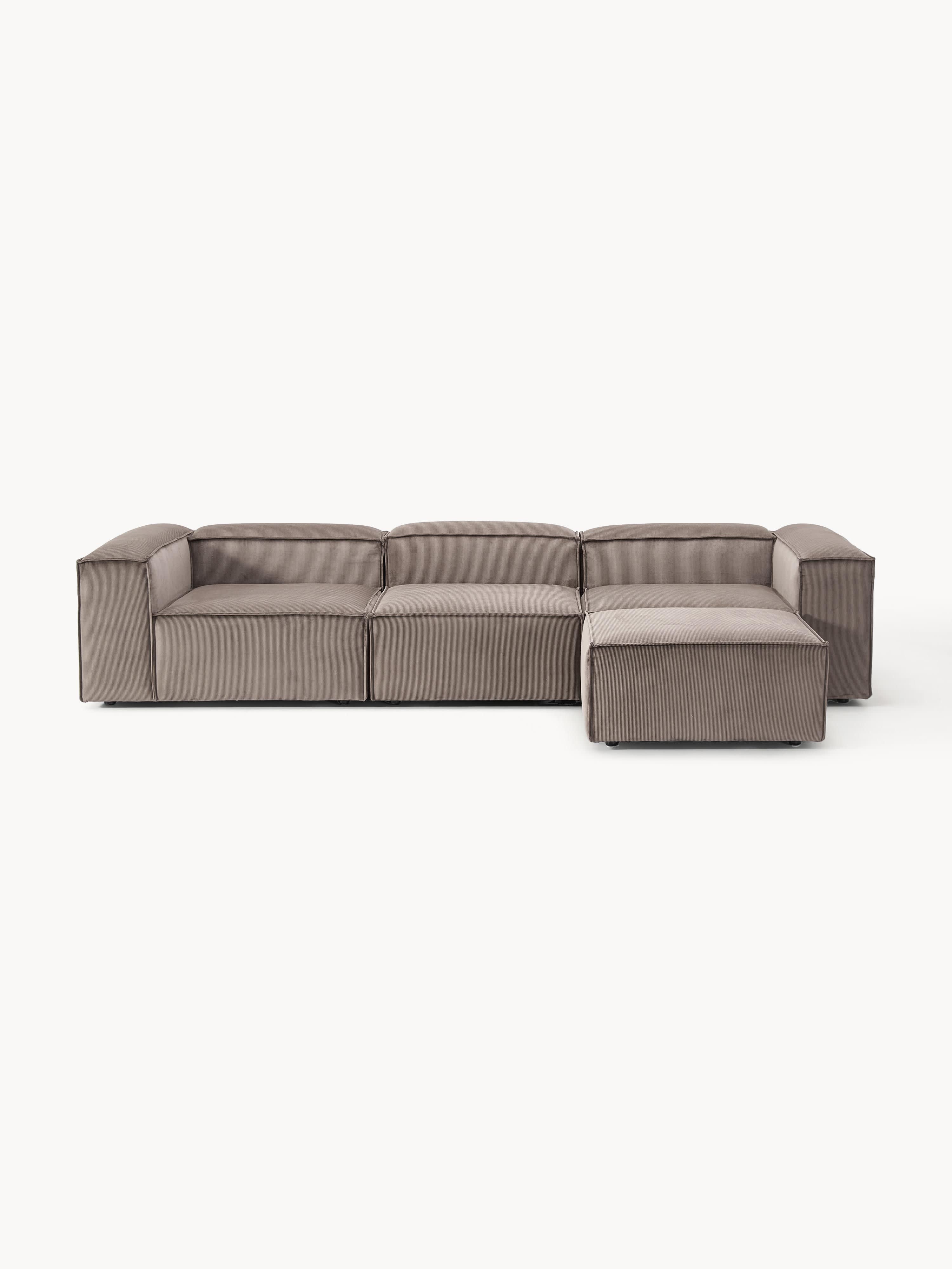 Galeriebild 1 - Modulares Sofa Lennon (4-Sitzer) aus Cord mit Hocker (links/rechts)