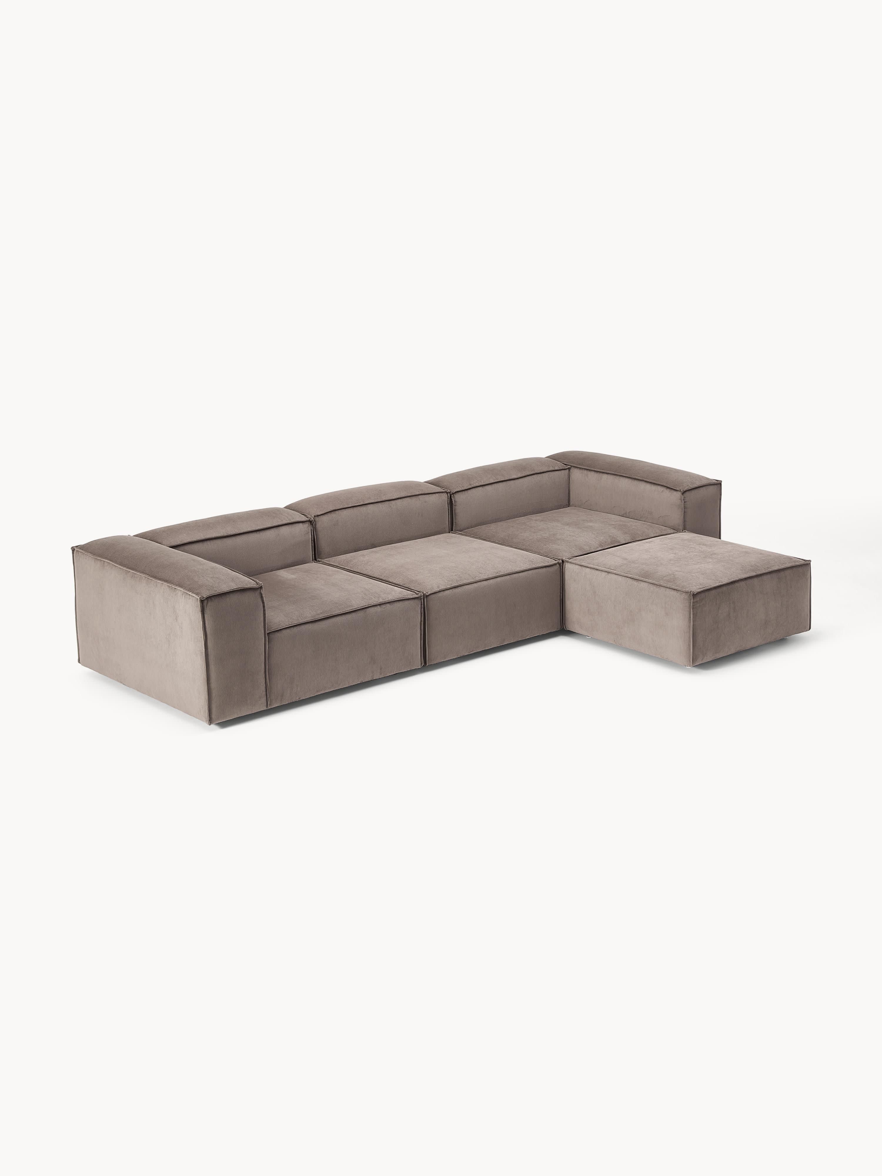 Modulares Sofa Lennon (4-Sitzer) aus Cord mit Hocker (links/rechts)