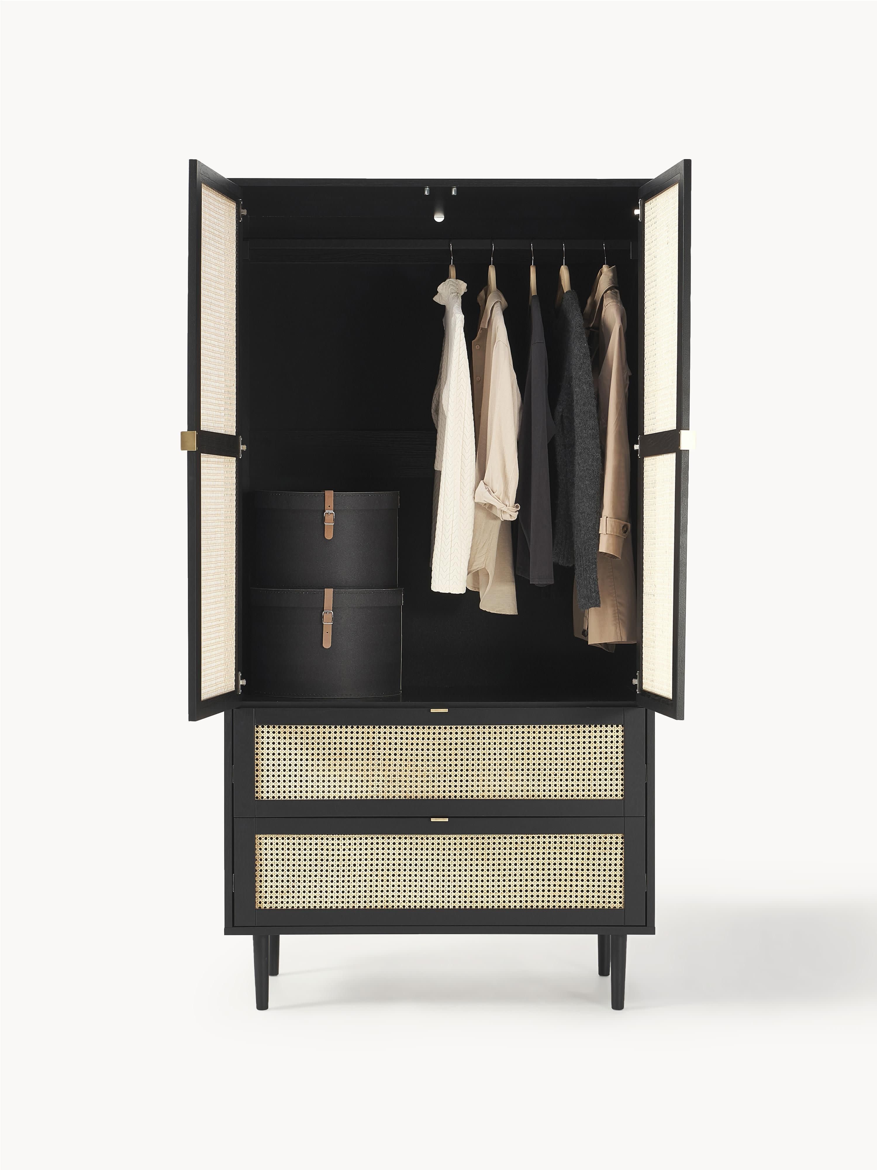 Kleiner Kleiderschrank Aries mit Wiener Geflecht, 2-türig