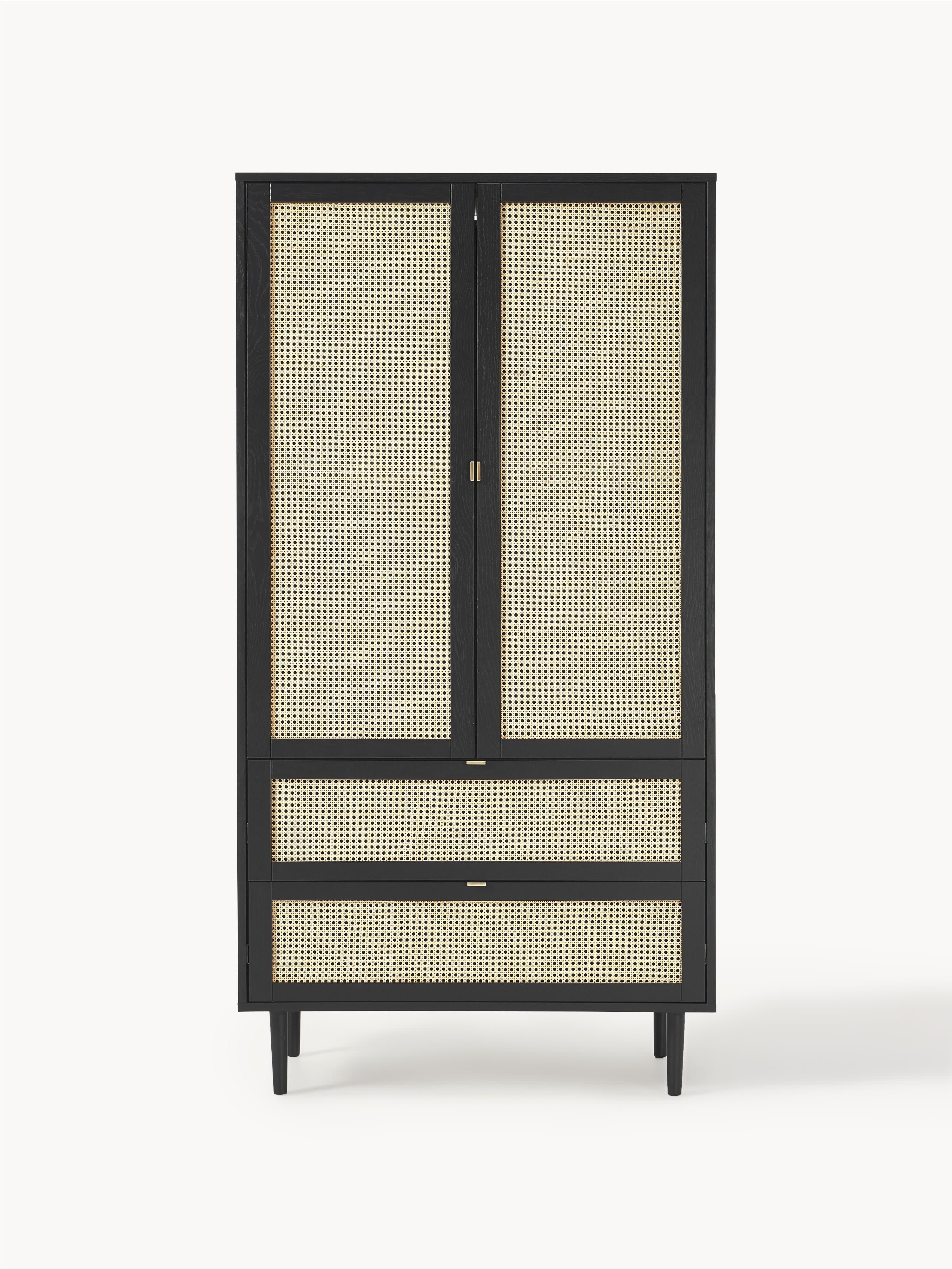 Kleiner Kleiderschrank Aries mit Wiener Geflecht, 2-türig