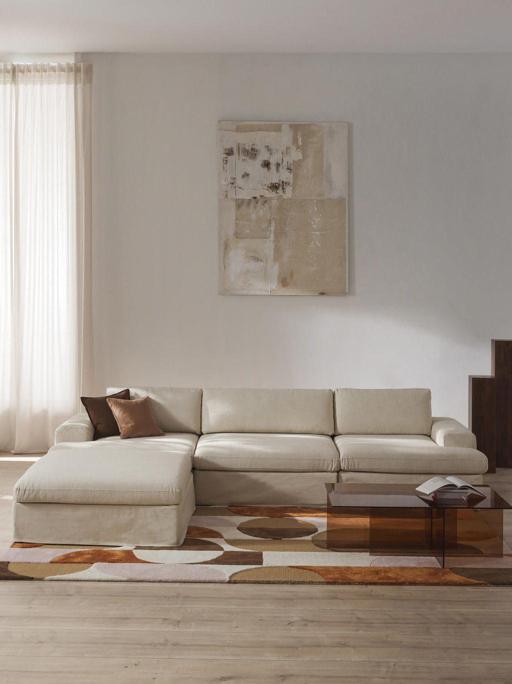 Modulares Sofa Russell (4-Sitzer) mit Hocker (links/rechts)