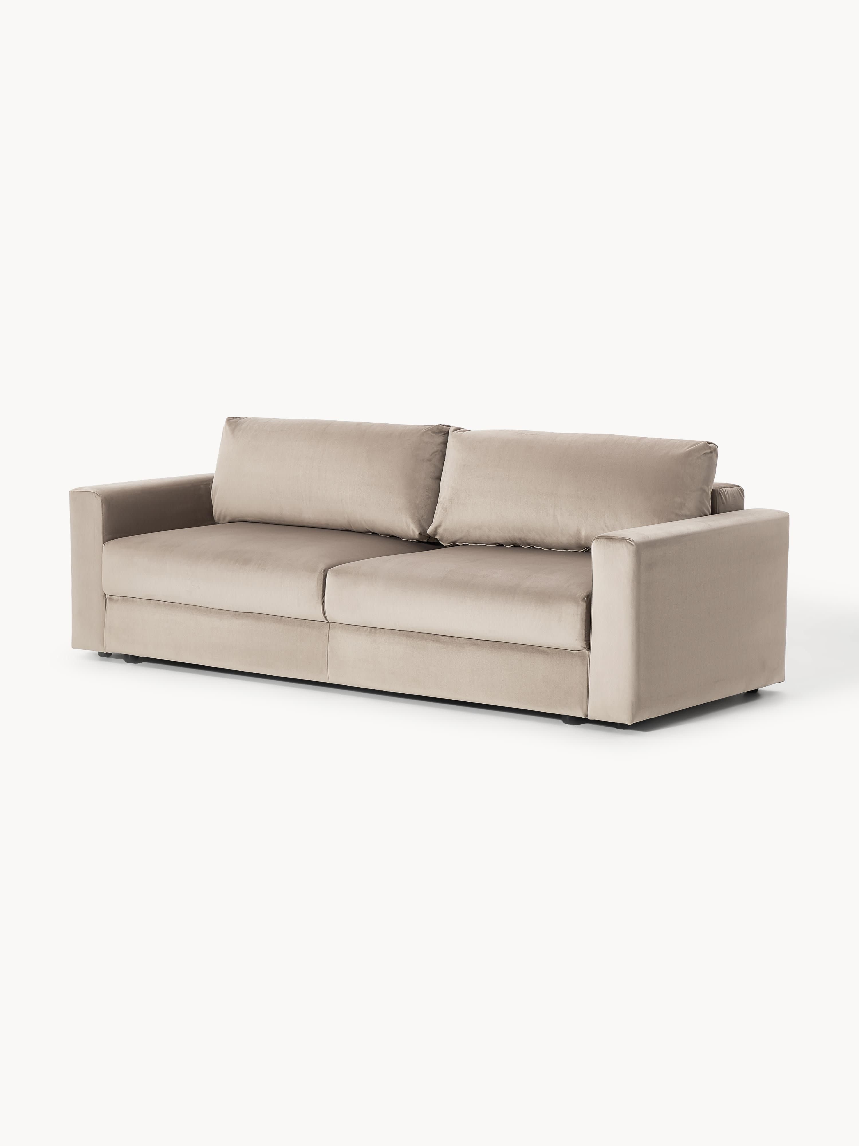 Samt-Schlafsofa Tasha (3-Sitzer) mit Stauraum