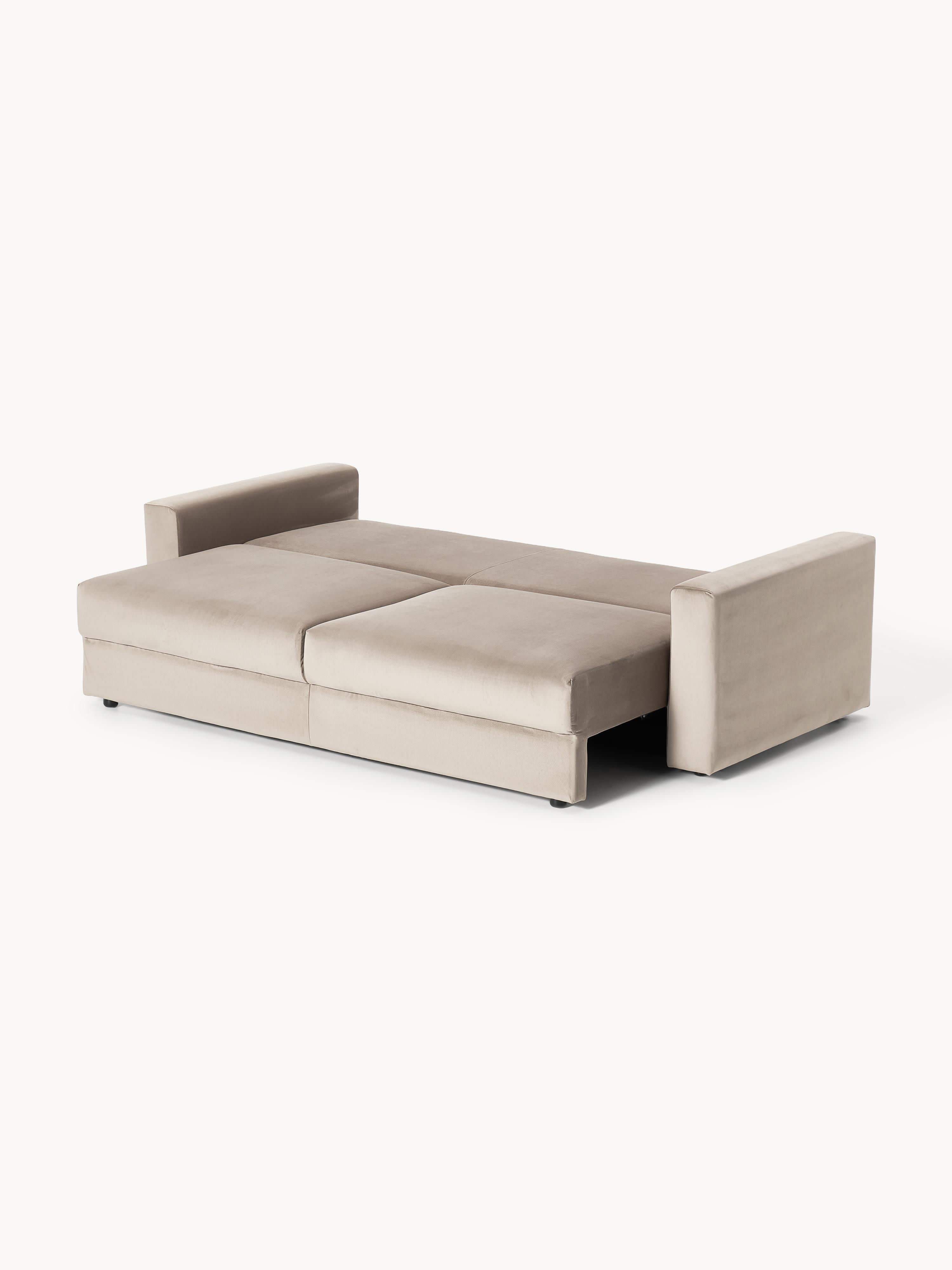 Samt-Schlafsofa Tasha (3-Sitzer) mit Stauraum
