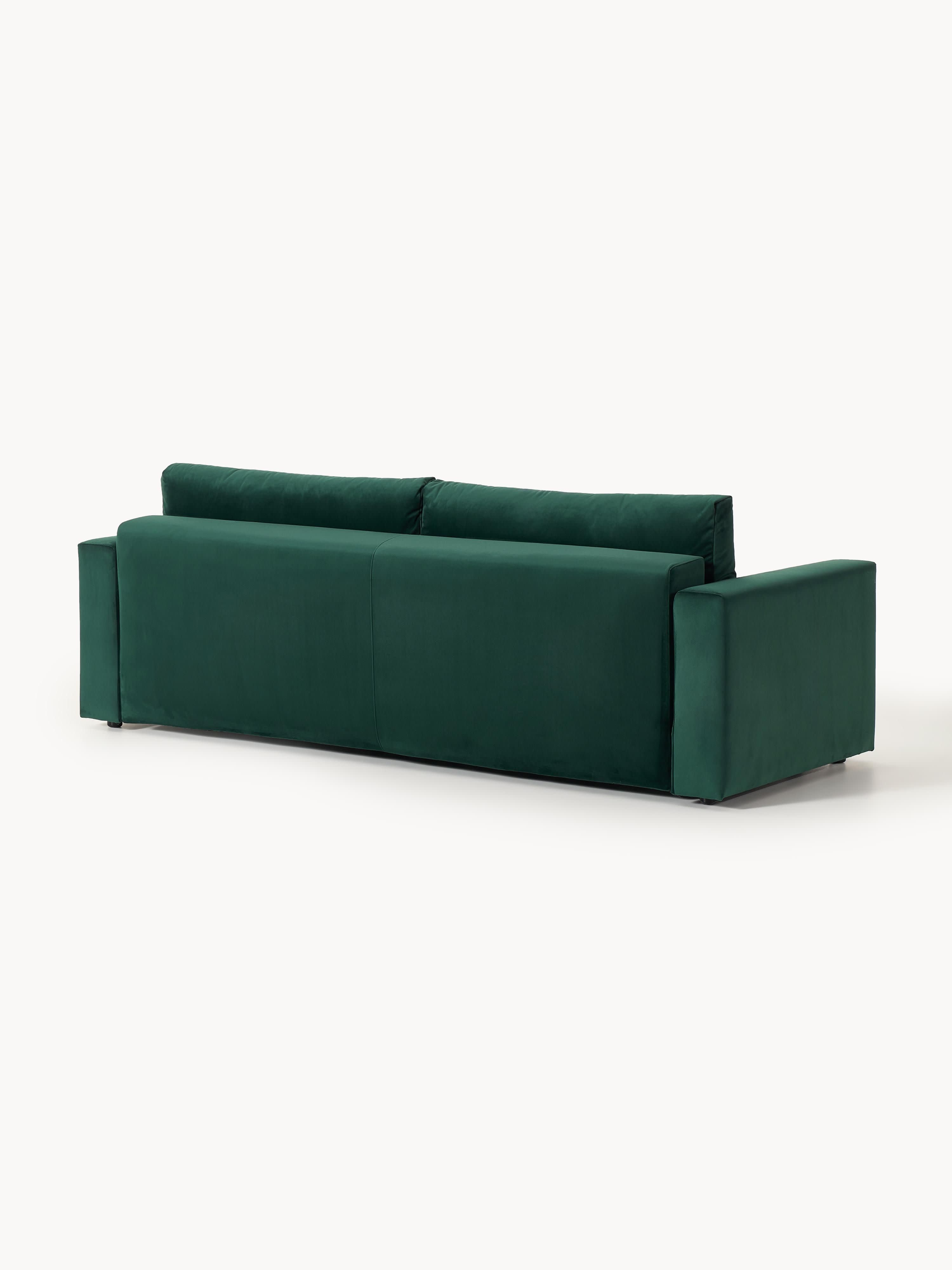 Samt-Schlafsofa Tasha (3-Sitzer) mit Stauraum