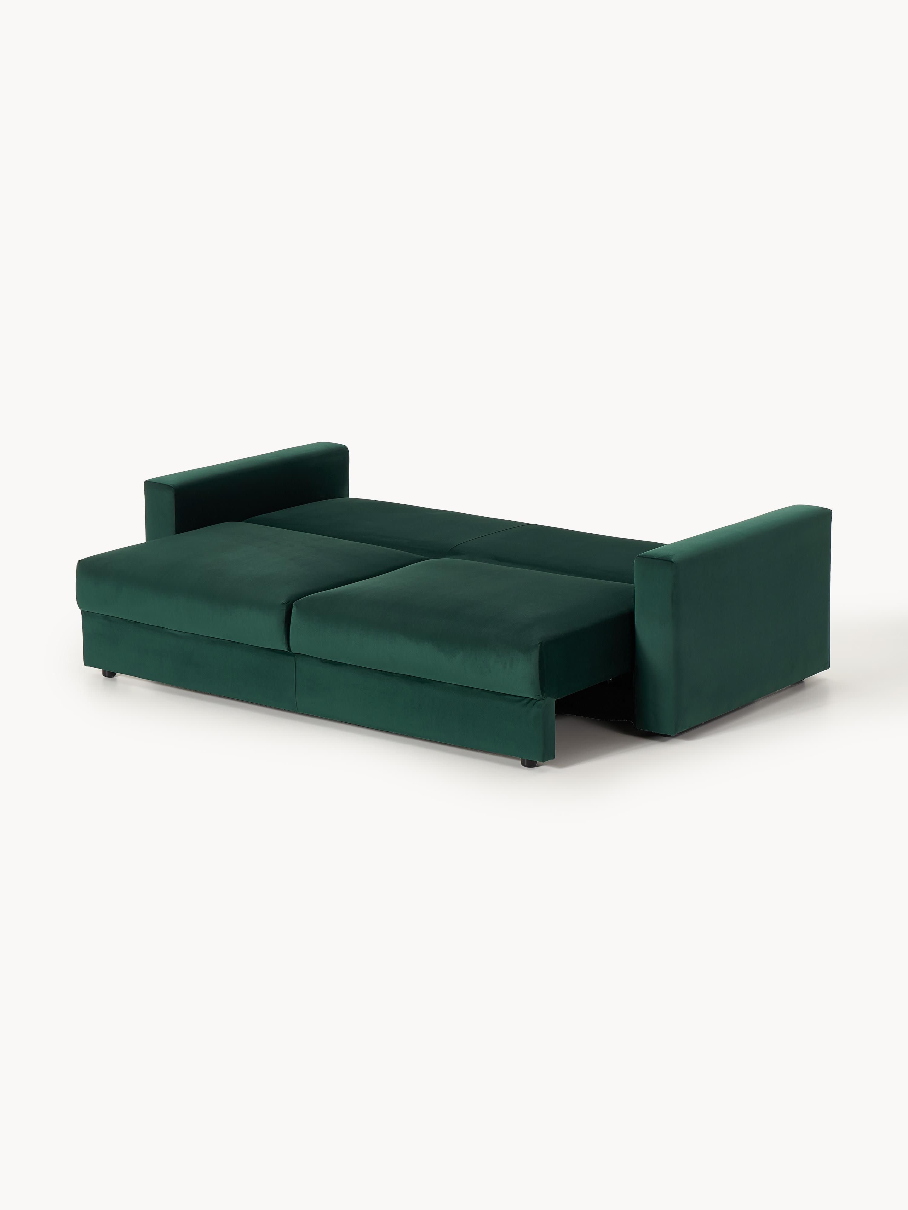 Samt-Schlafsofa Tasha (3-Sitzer) mit Stauraum