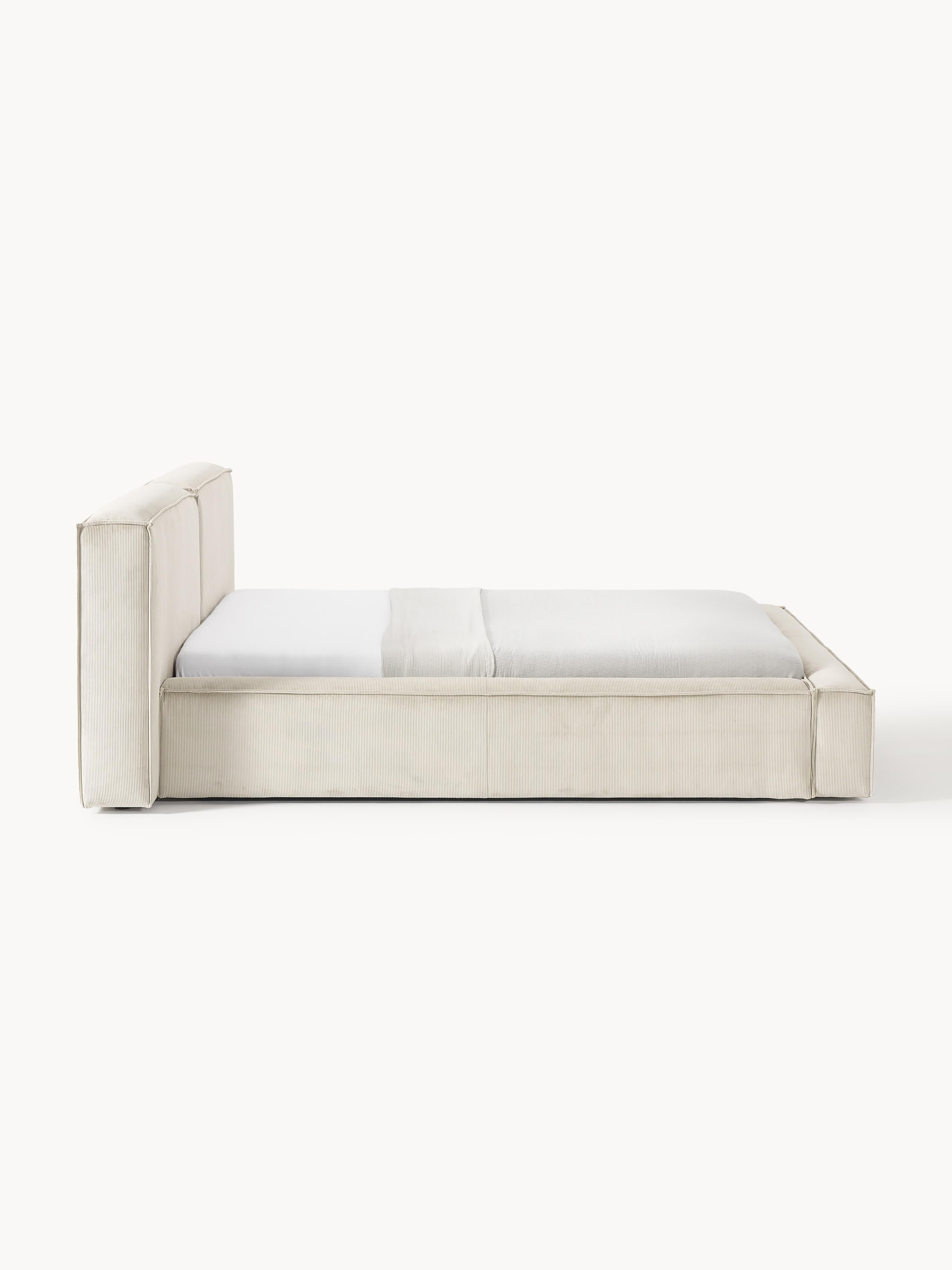 Polsterbett Lennon aus Cord mit Stauraum