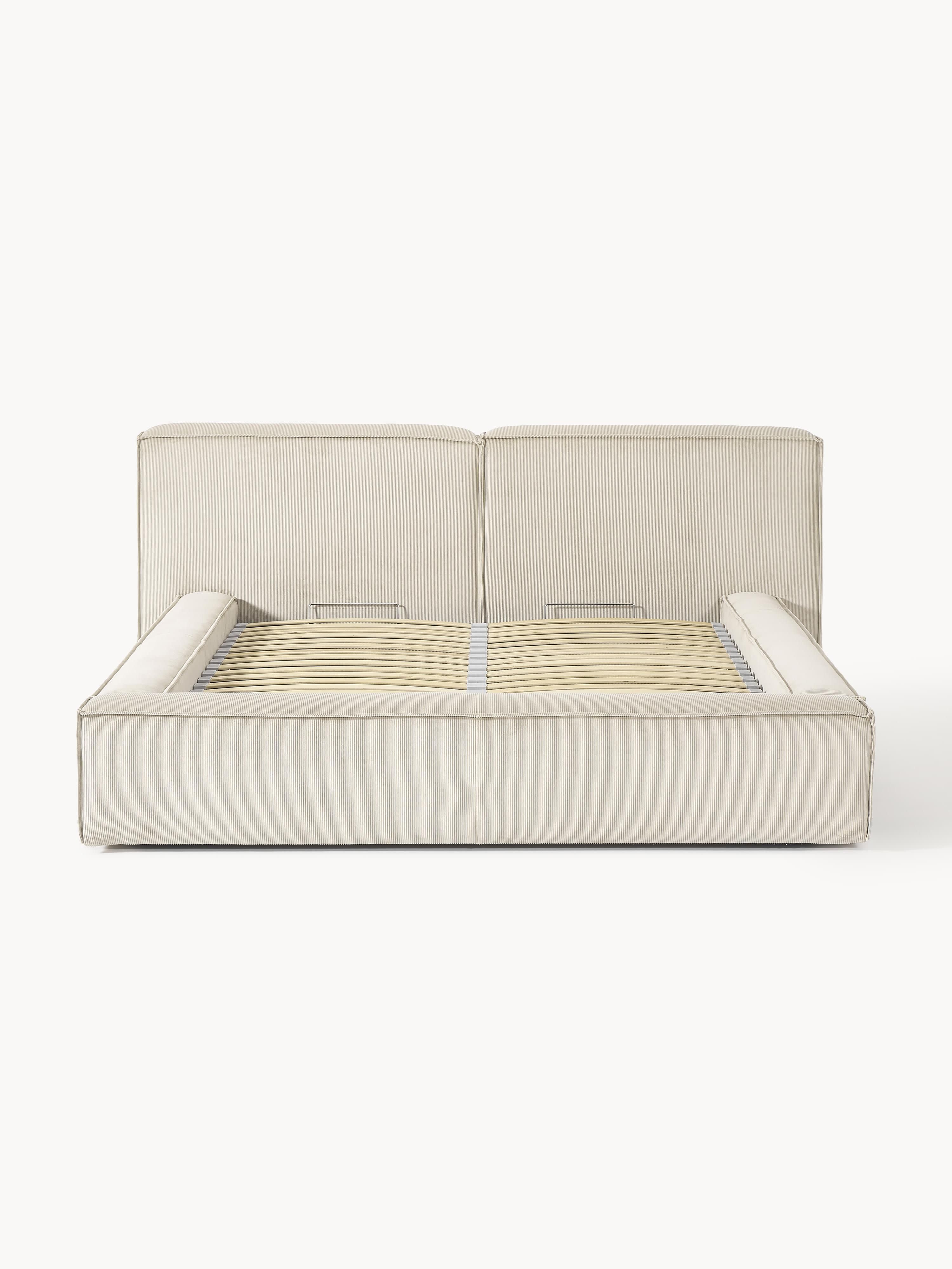 Polsterbett Lennon aus Cord mit Stauraum