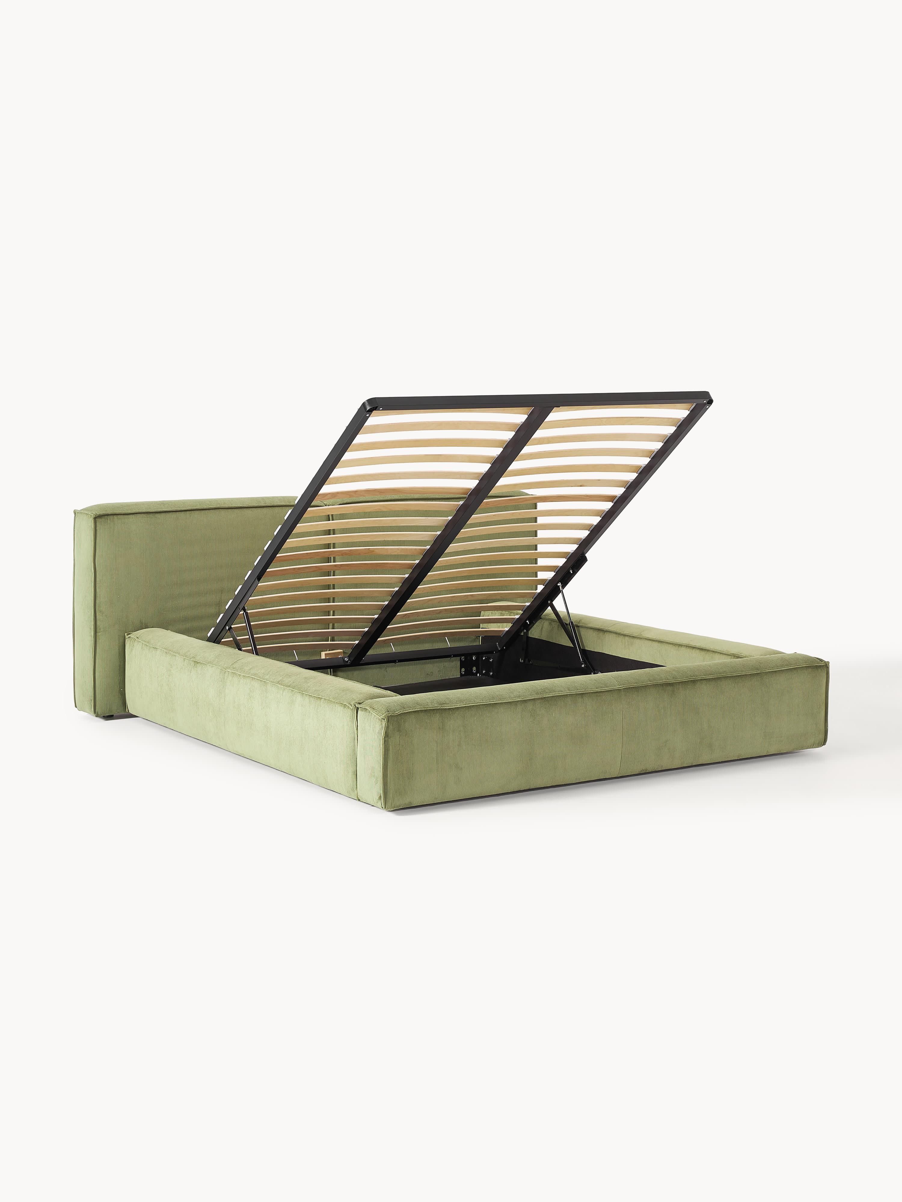 Polsterbett Lennon aus Cord mit Stauraum
