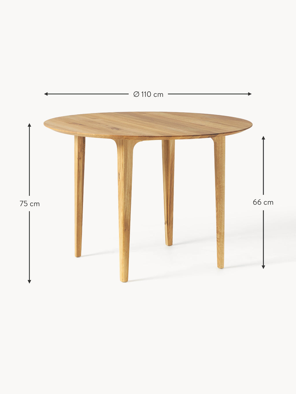 Runder Esstisch Archie aus Eichenholz, Ø 110 cm