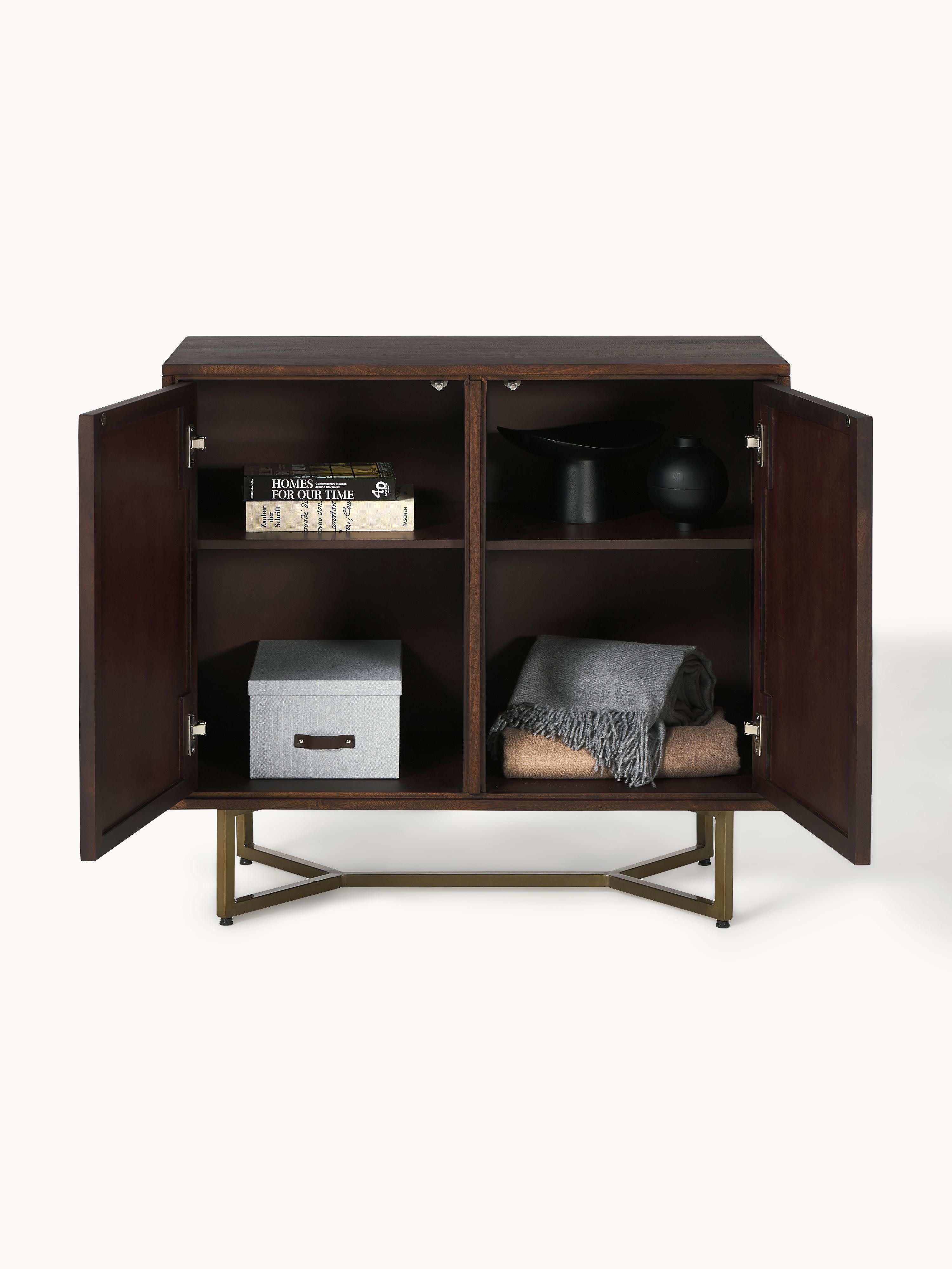 Sideboard Luca aus Mangoholz mit Fischgrät-Muster