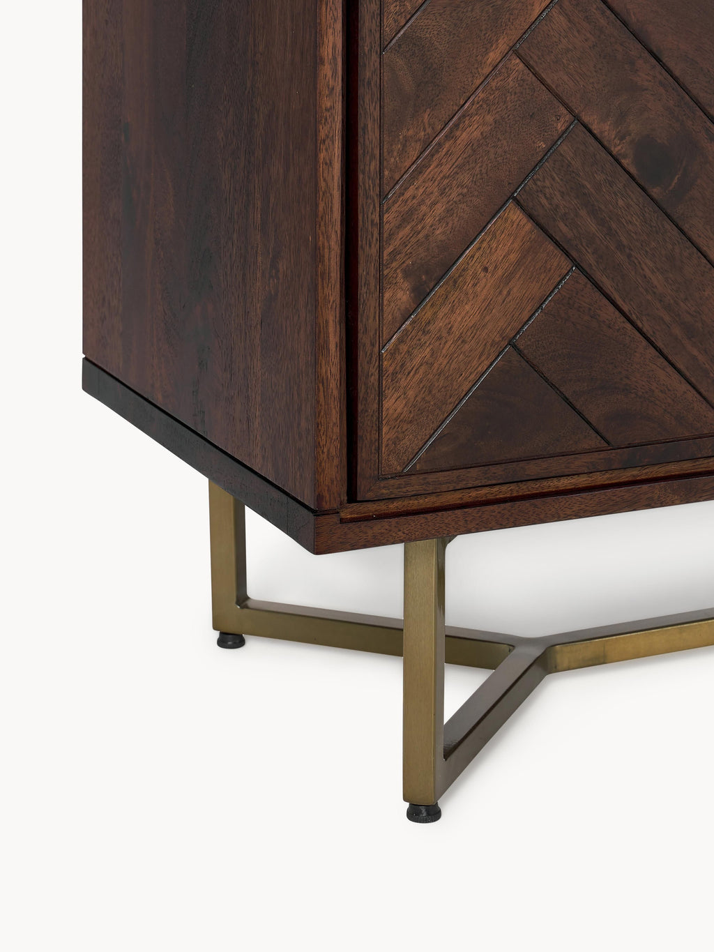 Sideboard Luca aus Mangoholz mit Fischgrät-Muster