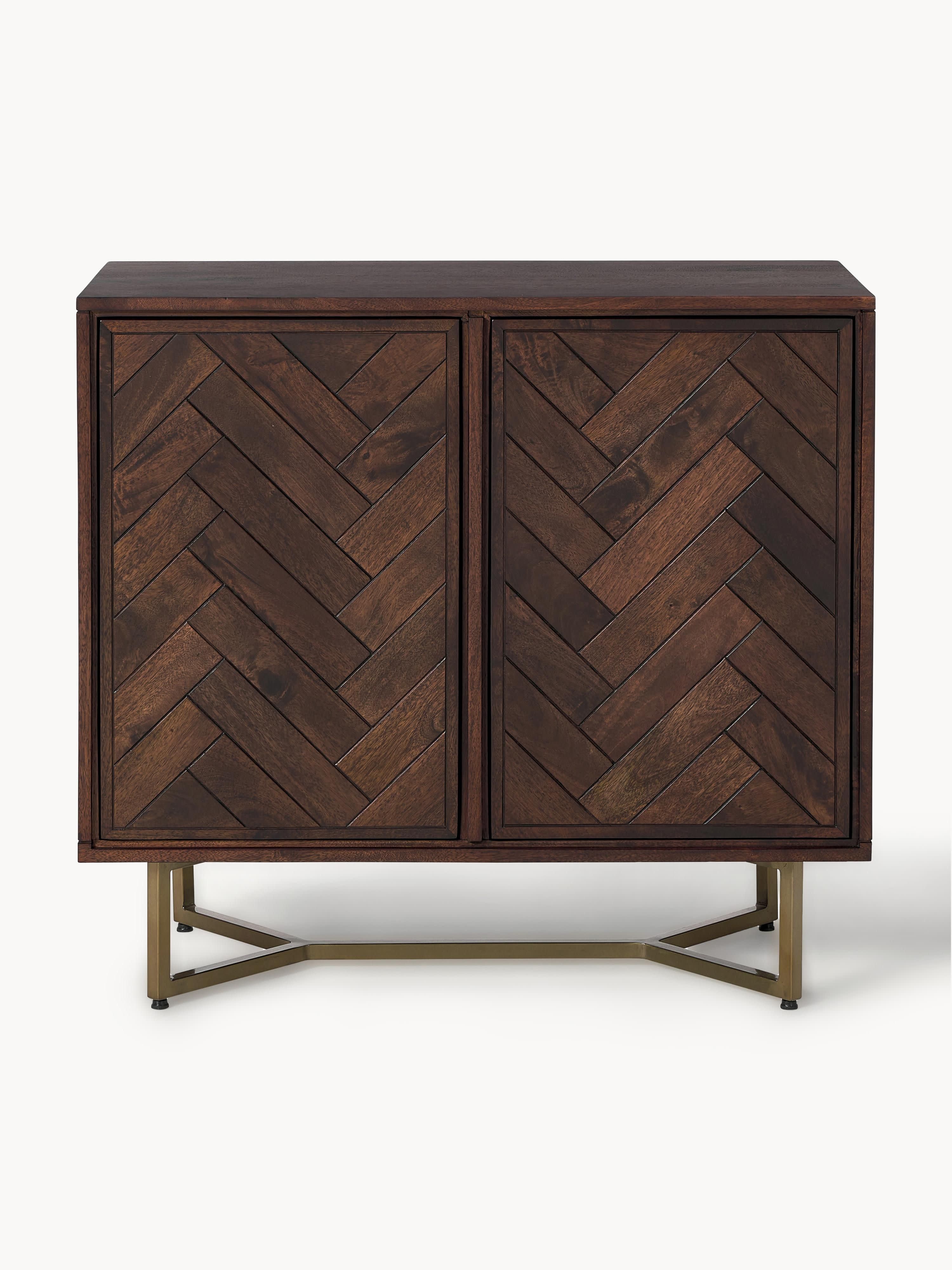 Sideboard Luca aus Mangoholz mit Fischgrät-Muster