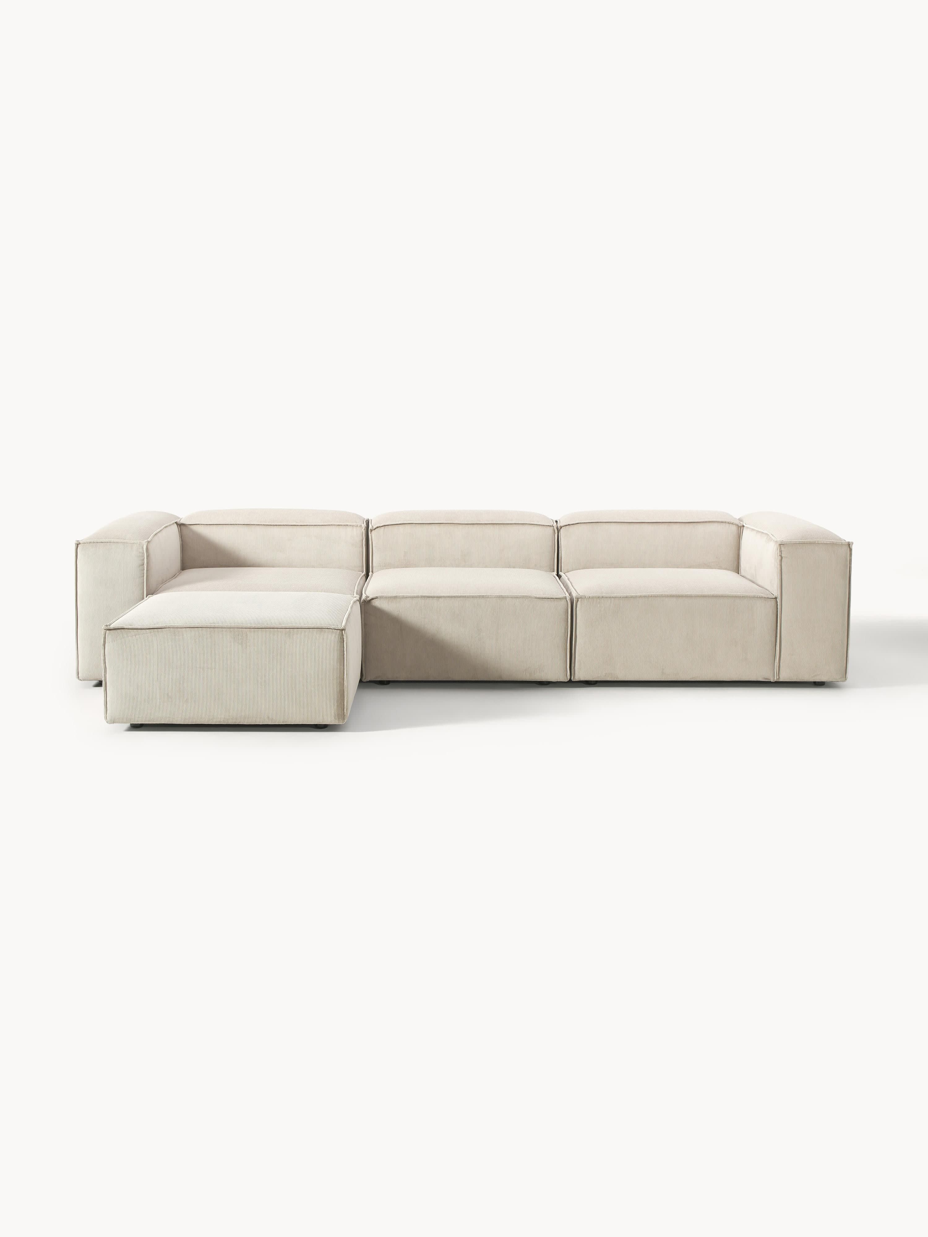 Modulares Sofa Lennon (4-Sitzer) aus Cord mit Hocker (links/rechts)