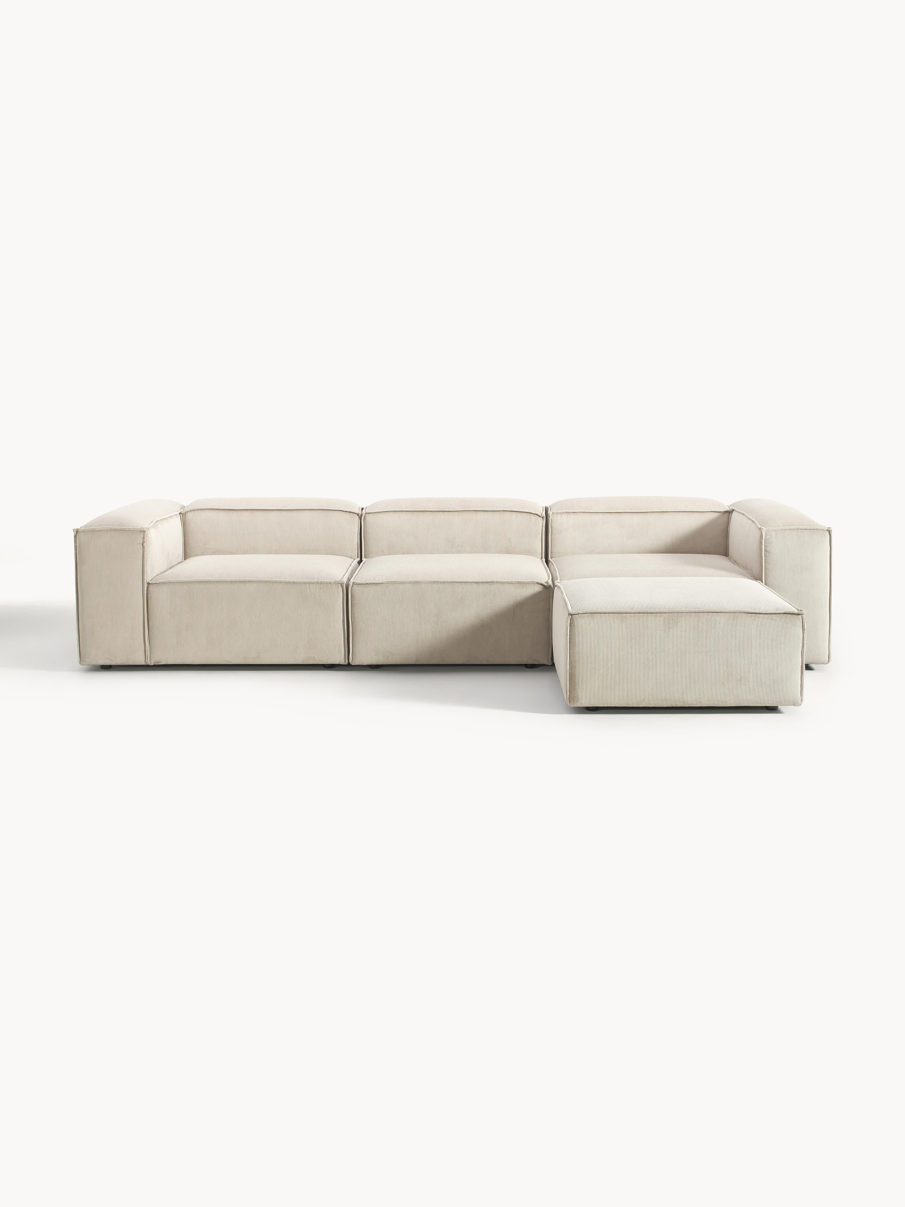 Galeriebild 1 - Modulares Sofa Lennon (4-Sitzer) aus Cord mit Hocker (links/rechts)
