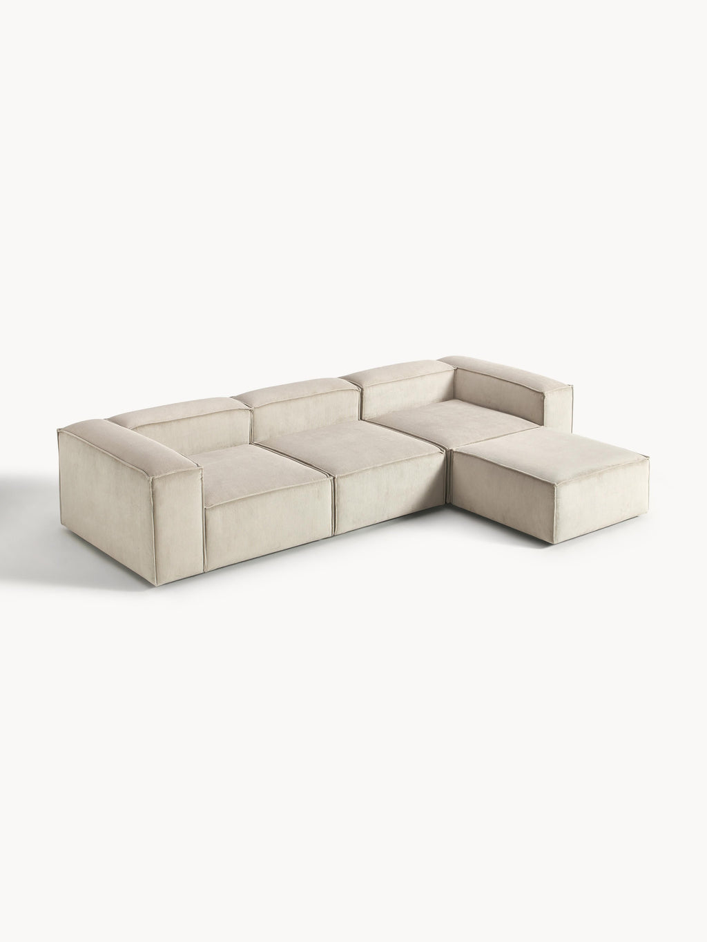 Modulares Sofa Lennon (4-Sitzer) aus Cord mit Hocker (links/rechts)