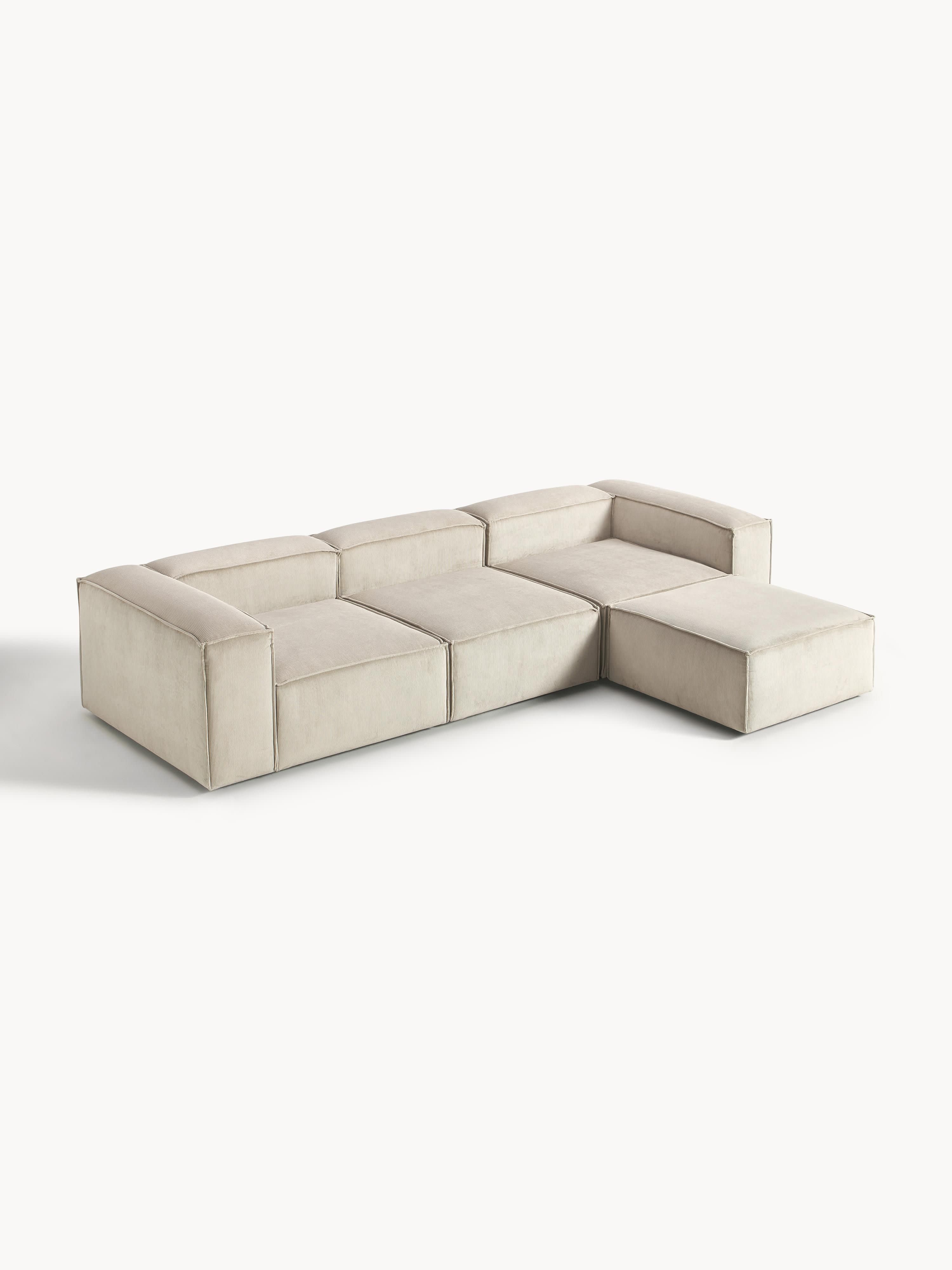 Modulares Sofa Lennon (4-Sitzer) aus Cord mit Hocker (links/rechts)