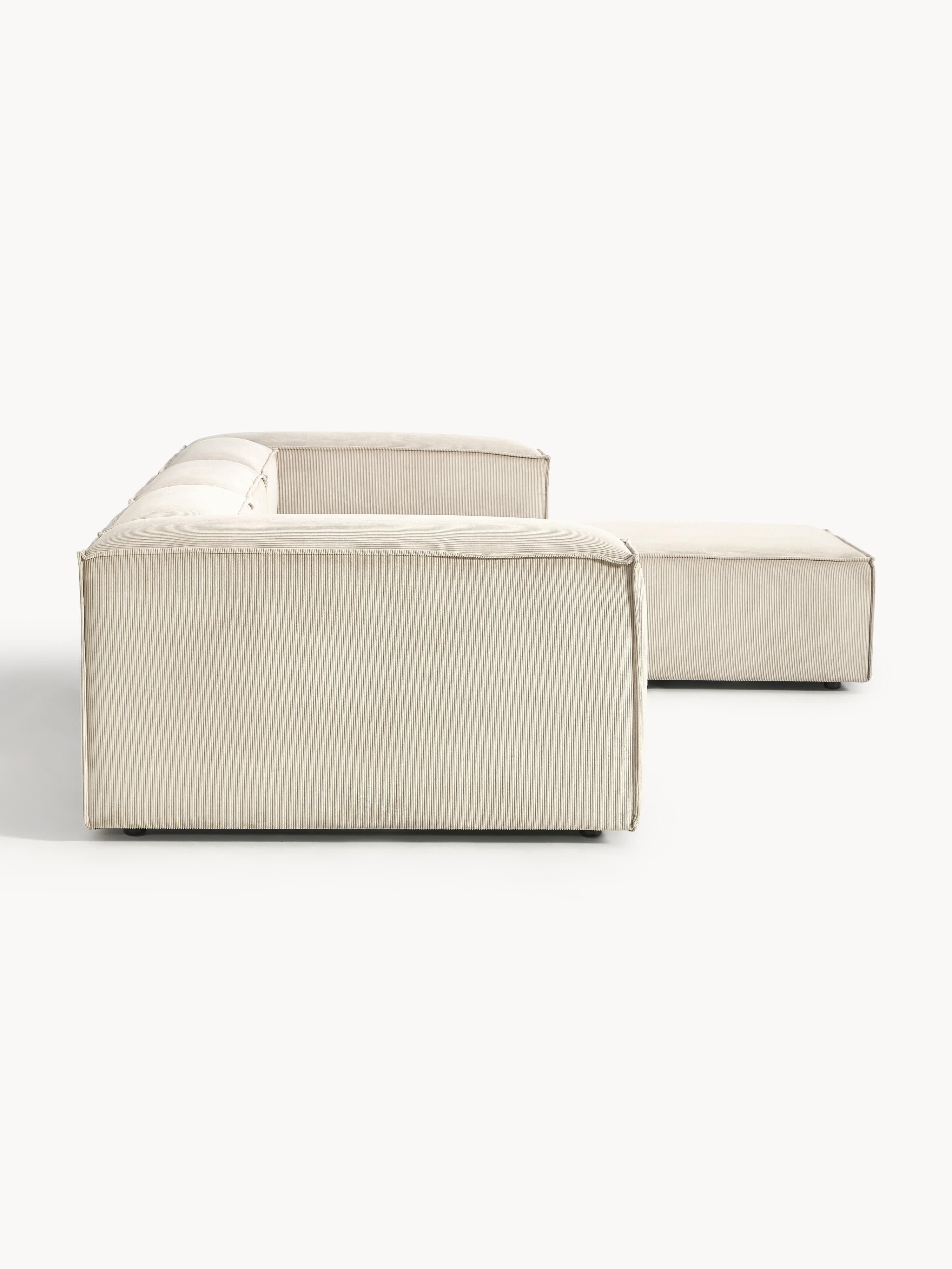 Modulares Sofa Lennon (4-Sitzer) aus Cord mit Hocker (links/rechts)