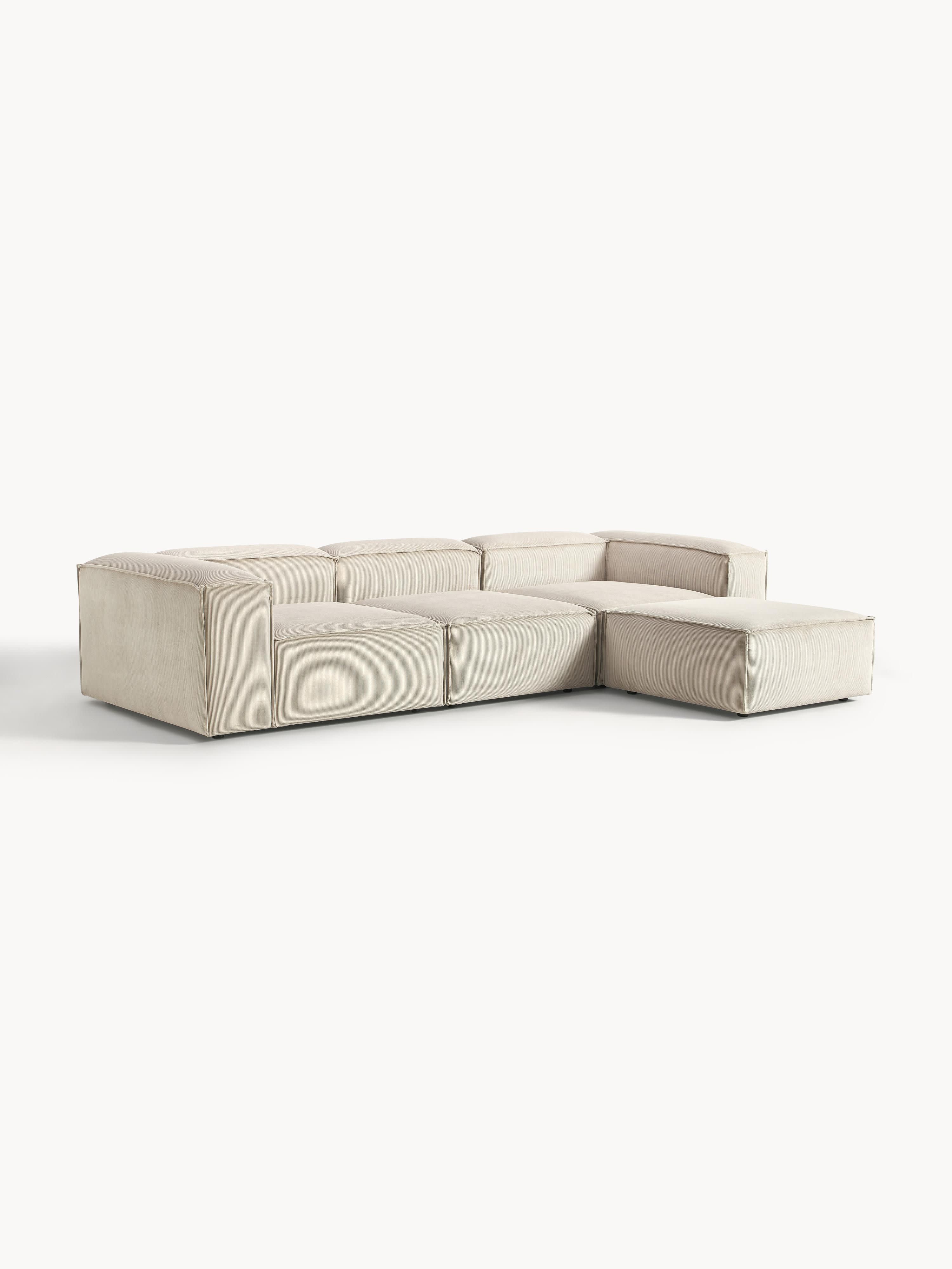Modulares Sofa Lennon (4-Sitzer) aus Cord mit Hocker (links/rechts)