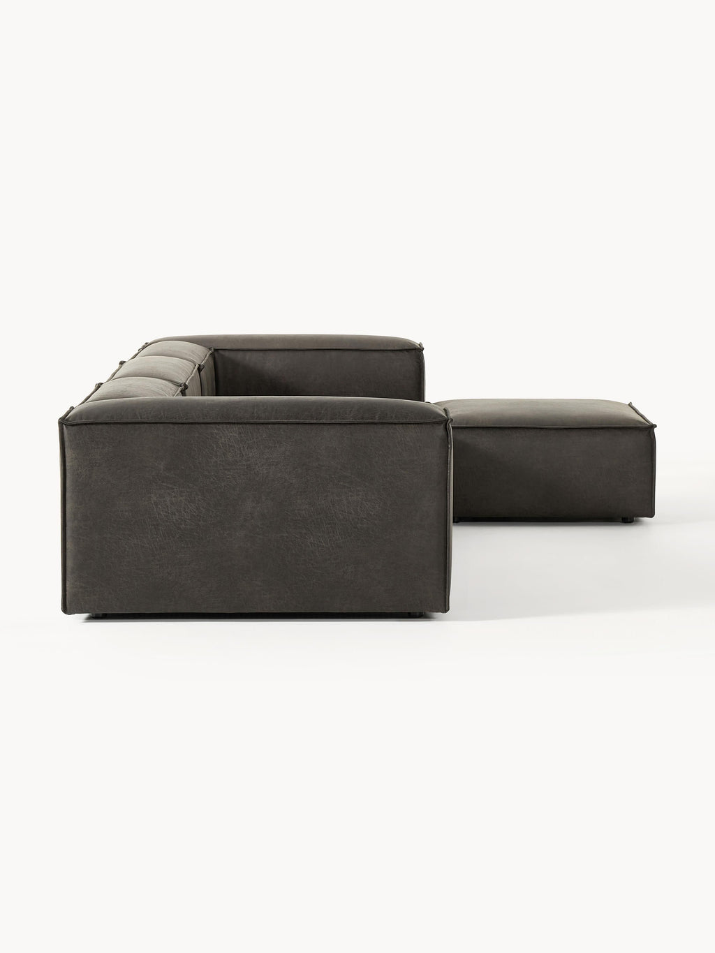 Modulares Sofa Lennon (4-Sitzer) aus Leder mit Hocker (links/rechts)