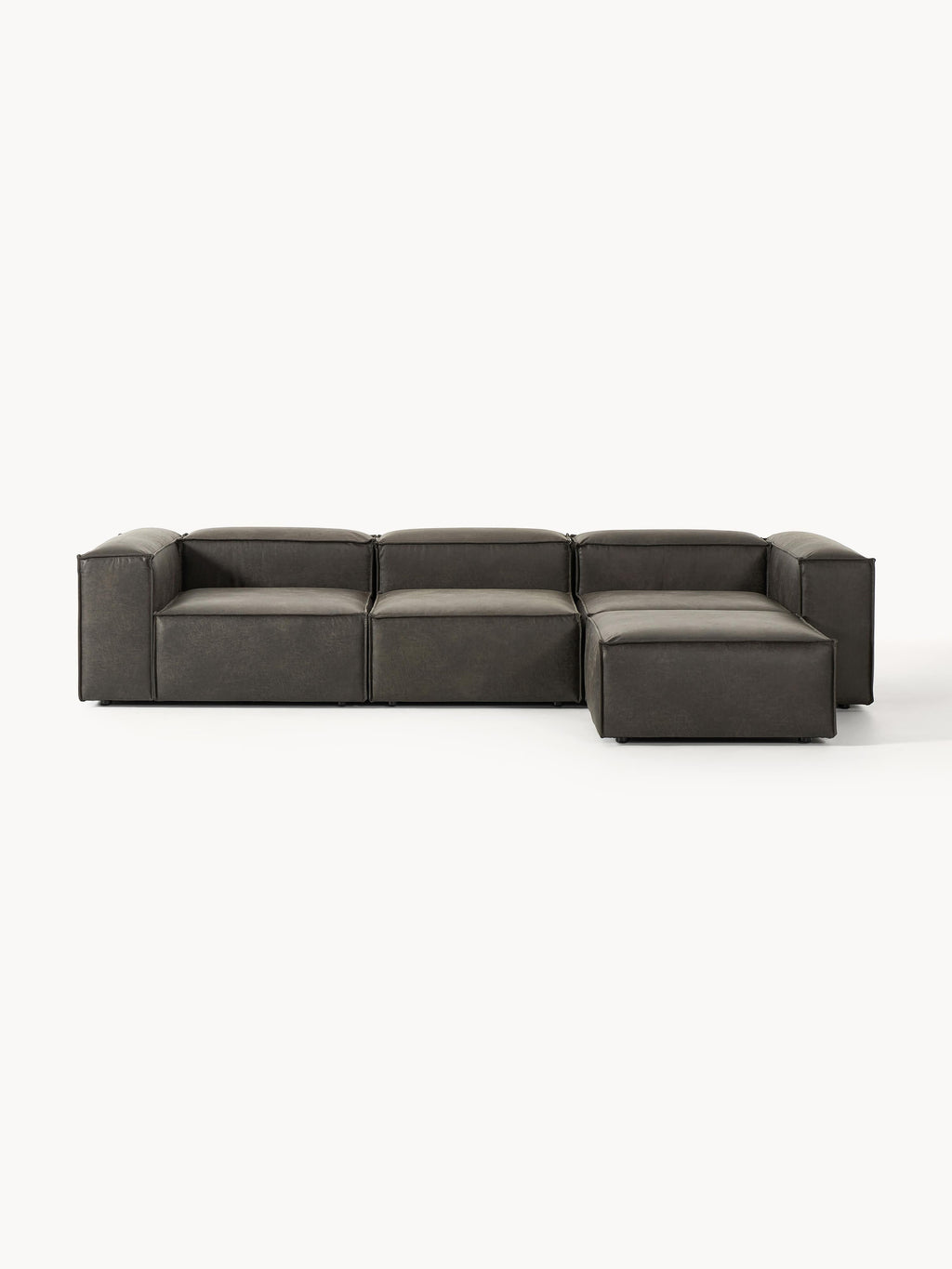 Galeriebild 1 - Modulares Sofa Lennon (4-Sitzer) aus Leder mit Hocker (links/rechts)