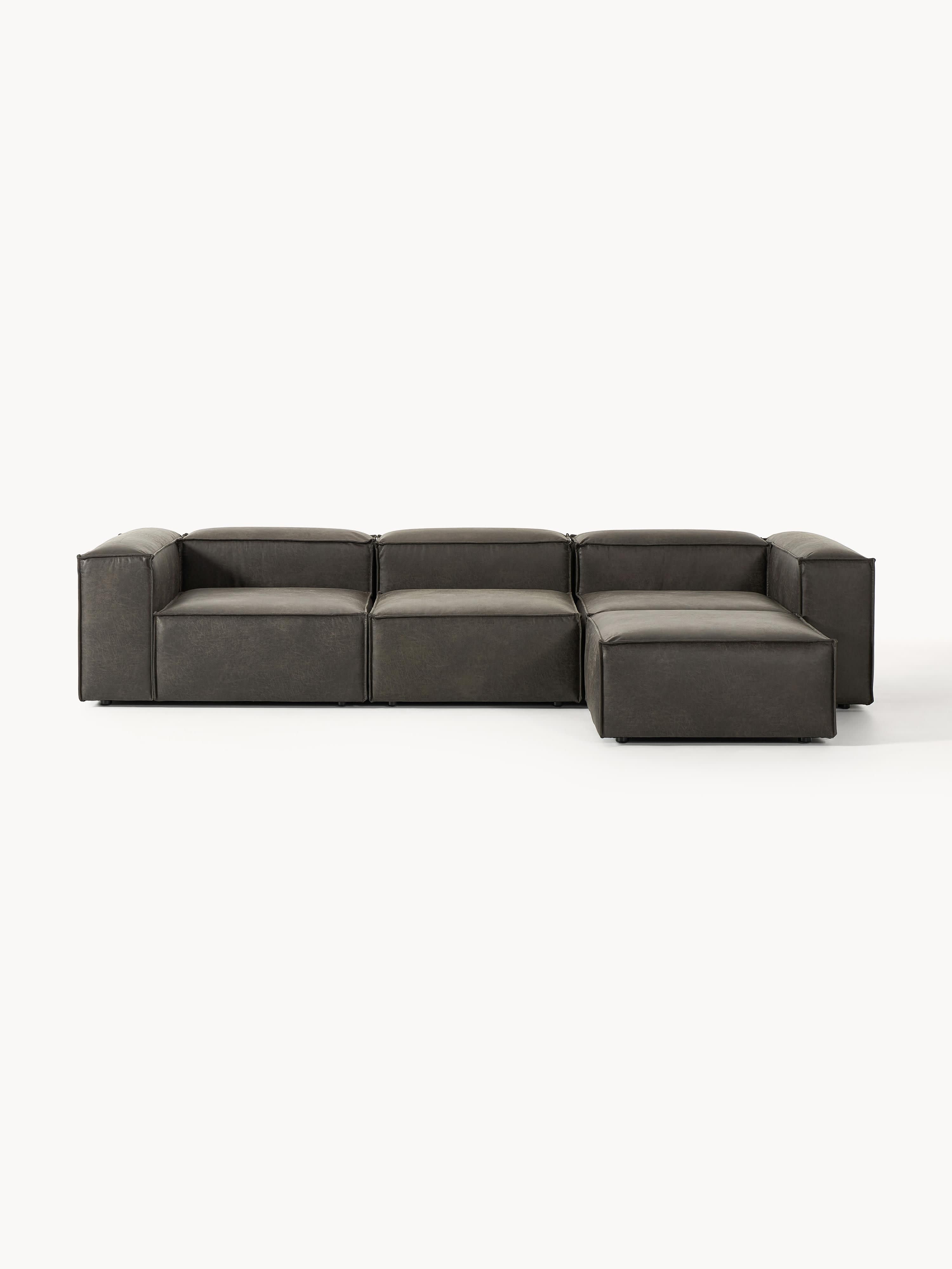 Galeriebild 1 - Modulares Sofa Lennon (4-Sitzer) aus Leder mit Hocker (links/rechts)