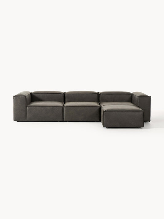 Galeriebild 1 - Modulares Sofa Lennon (4-Sitzer) aus Leder mit Hocker (links/rechts)